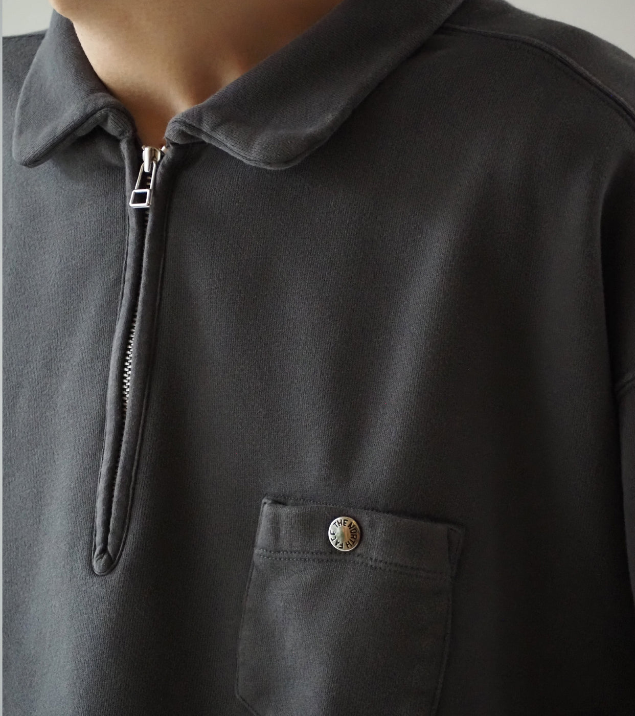 ガーメントダイ  フィールド  ハーフジップ  スウェットシャツ , Asphalt Gray