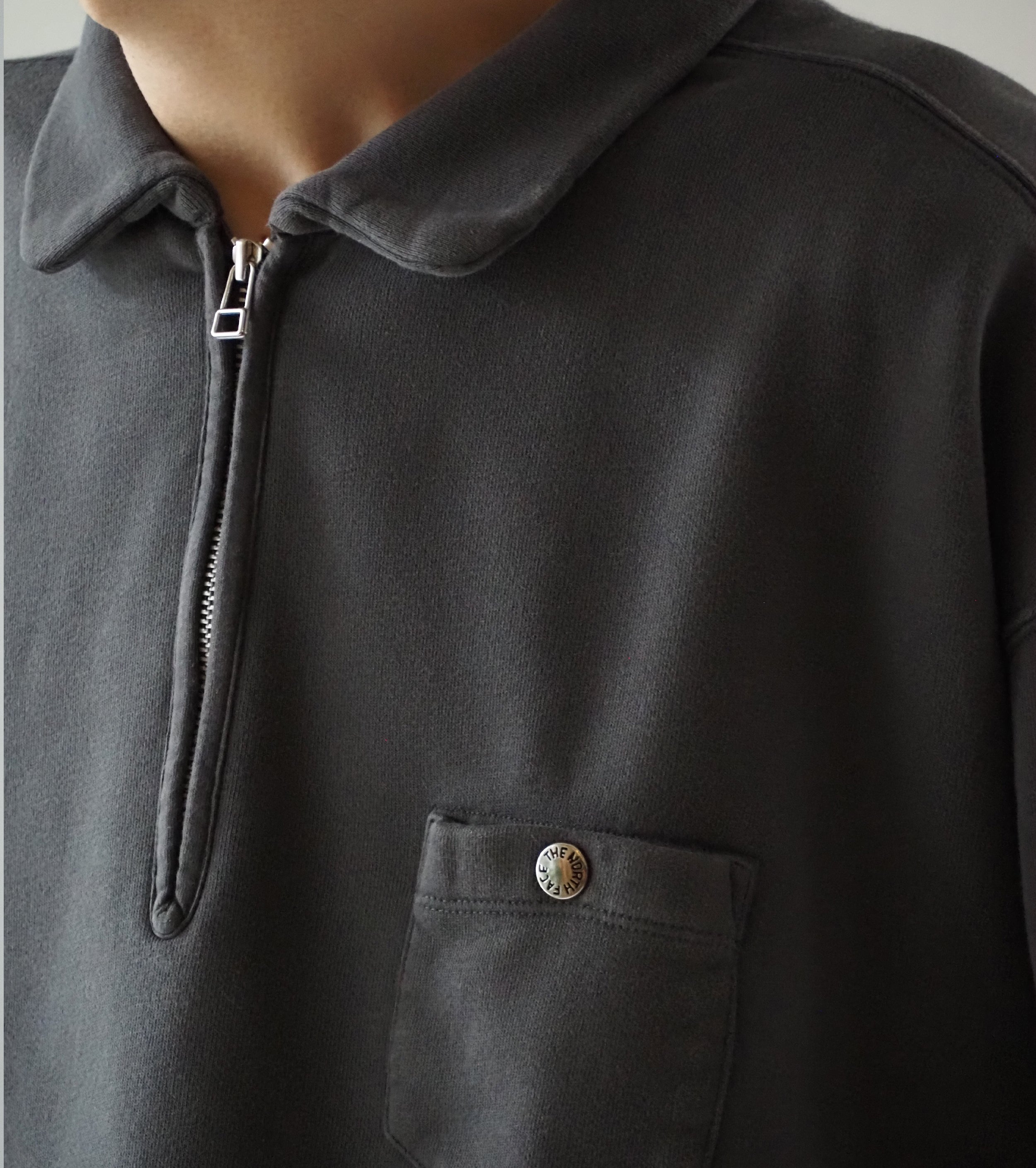 ガーメントダイ  フィールド  ハーフジップ  スウェットシャツ , Asphalt Gray