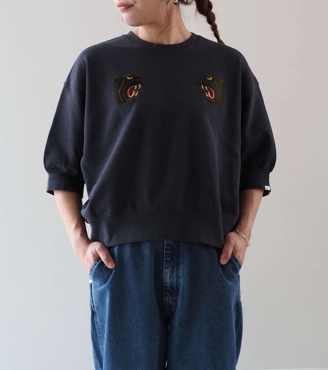 Oblada スーベニア ハーフスリーブ スウェット , Black
