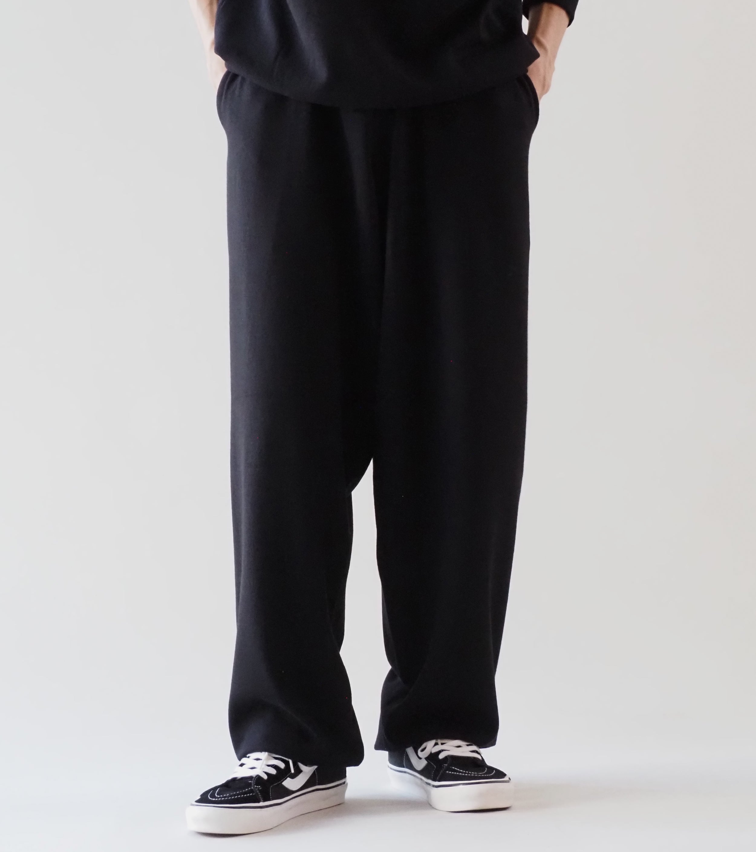 COMOLI Wool Knit  Pants , Black