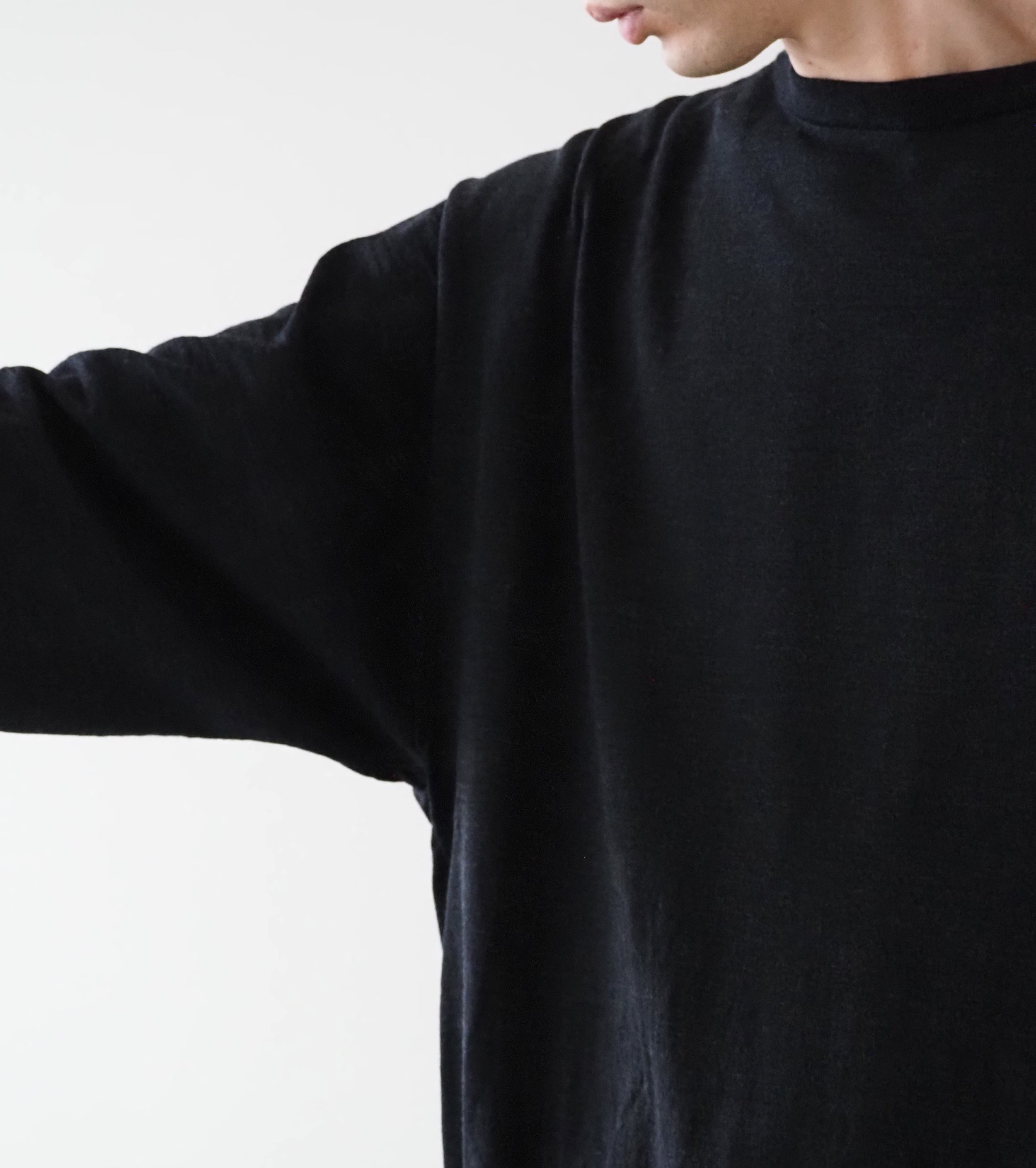 COMOLI ウール クルーネック ニット, Charcoal