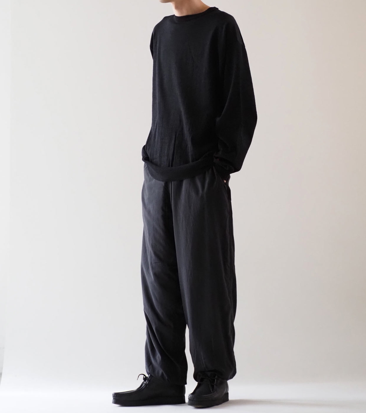 COMOLI ウール クルーネック ニット, Charcoal