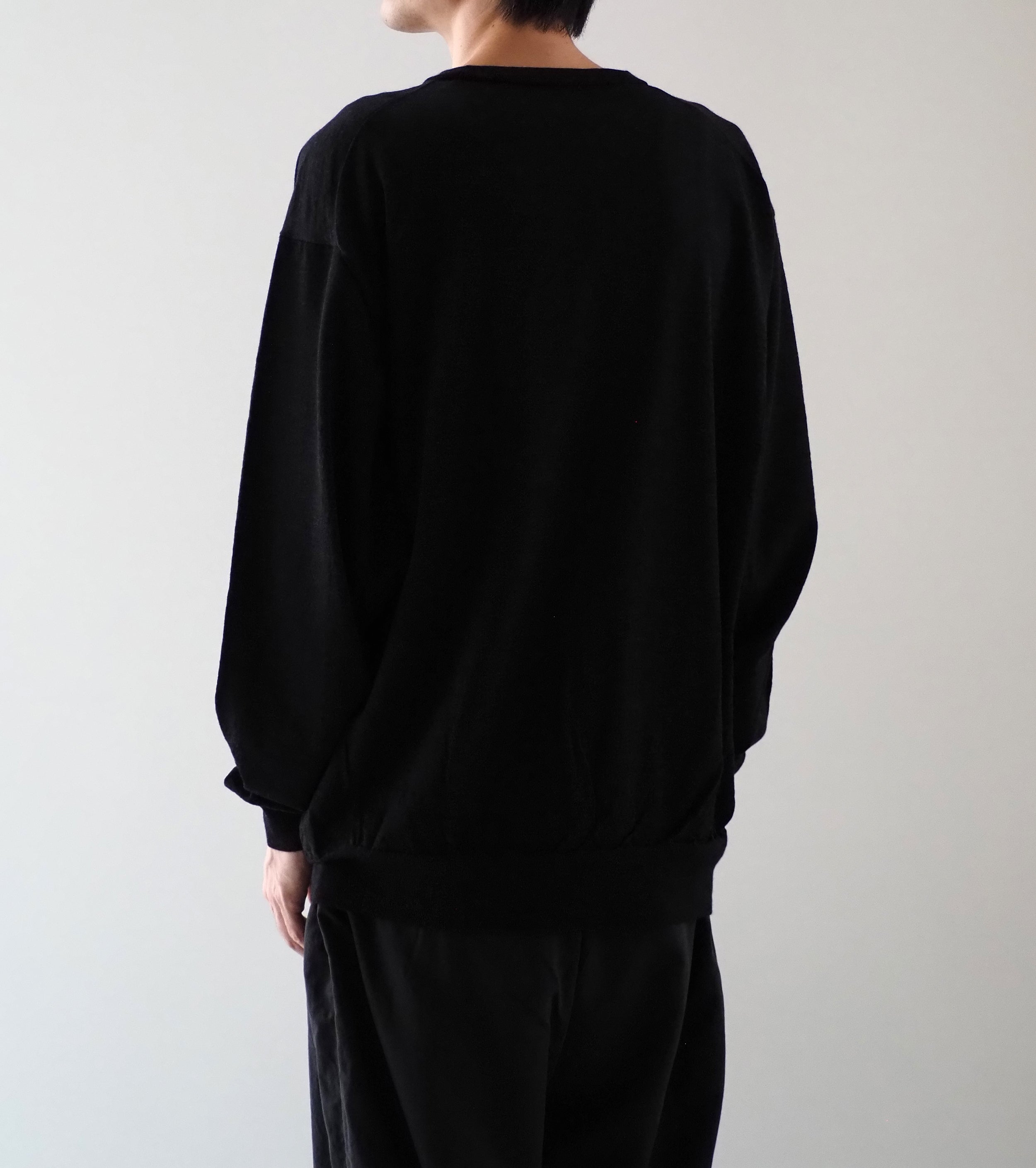 COMOLI ウール クルーネック ニット, Charcoal
