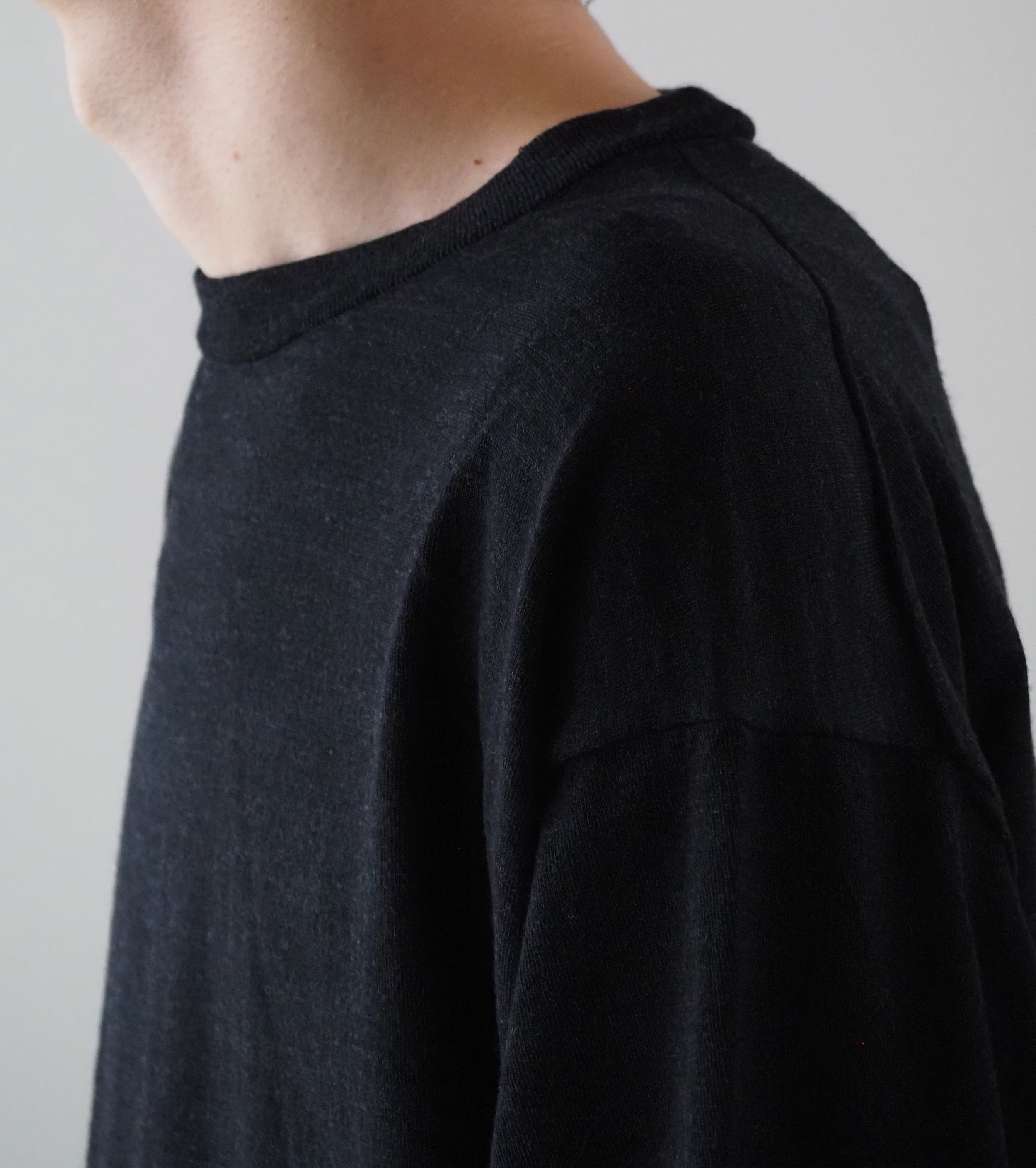 COMOLI ウール クルーネック ニット, Charcoal