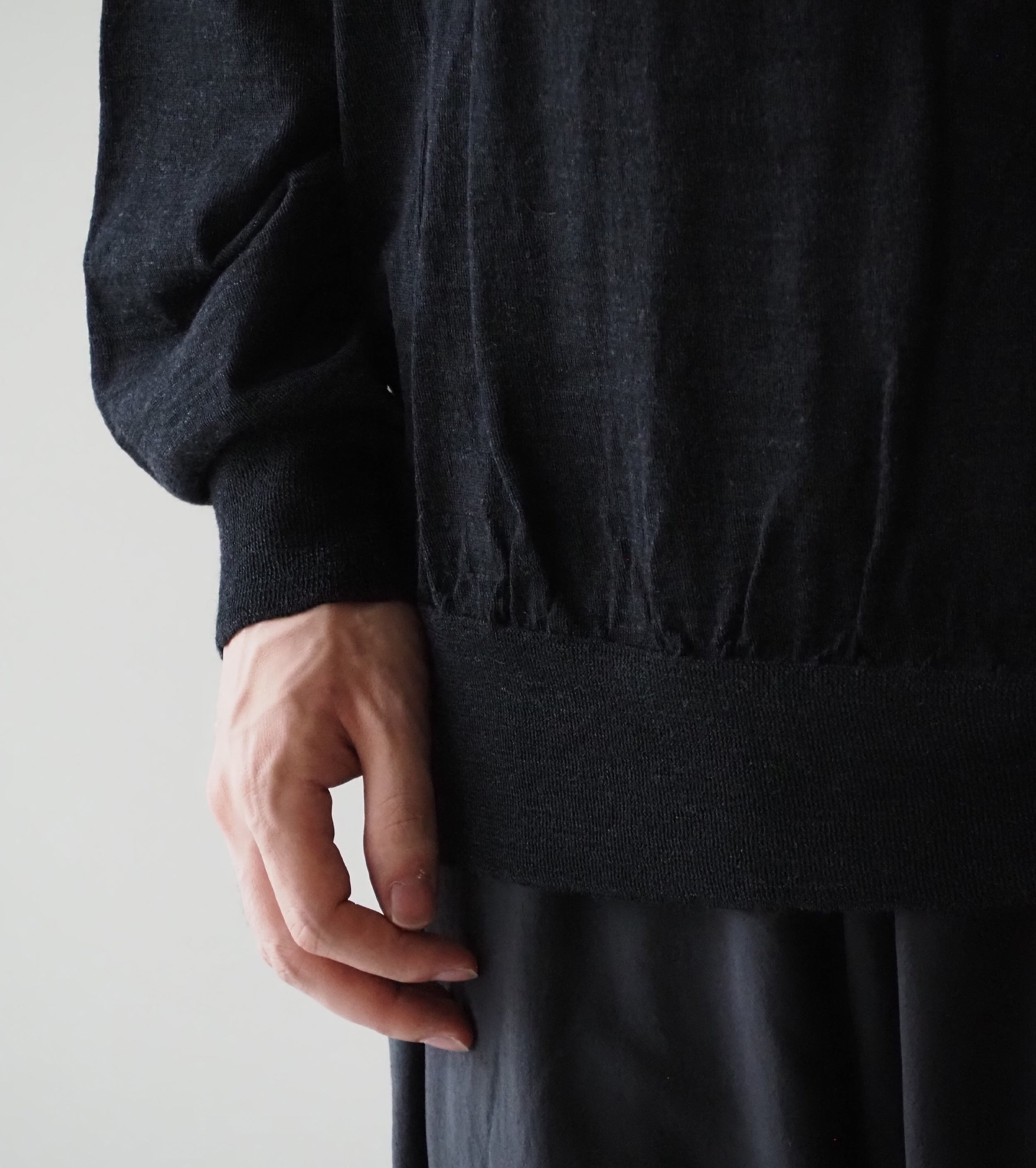 COMOLI ウール クルーネック ニット, Charcoal
