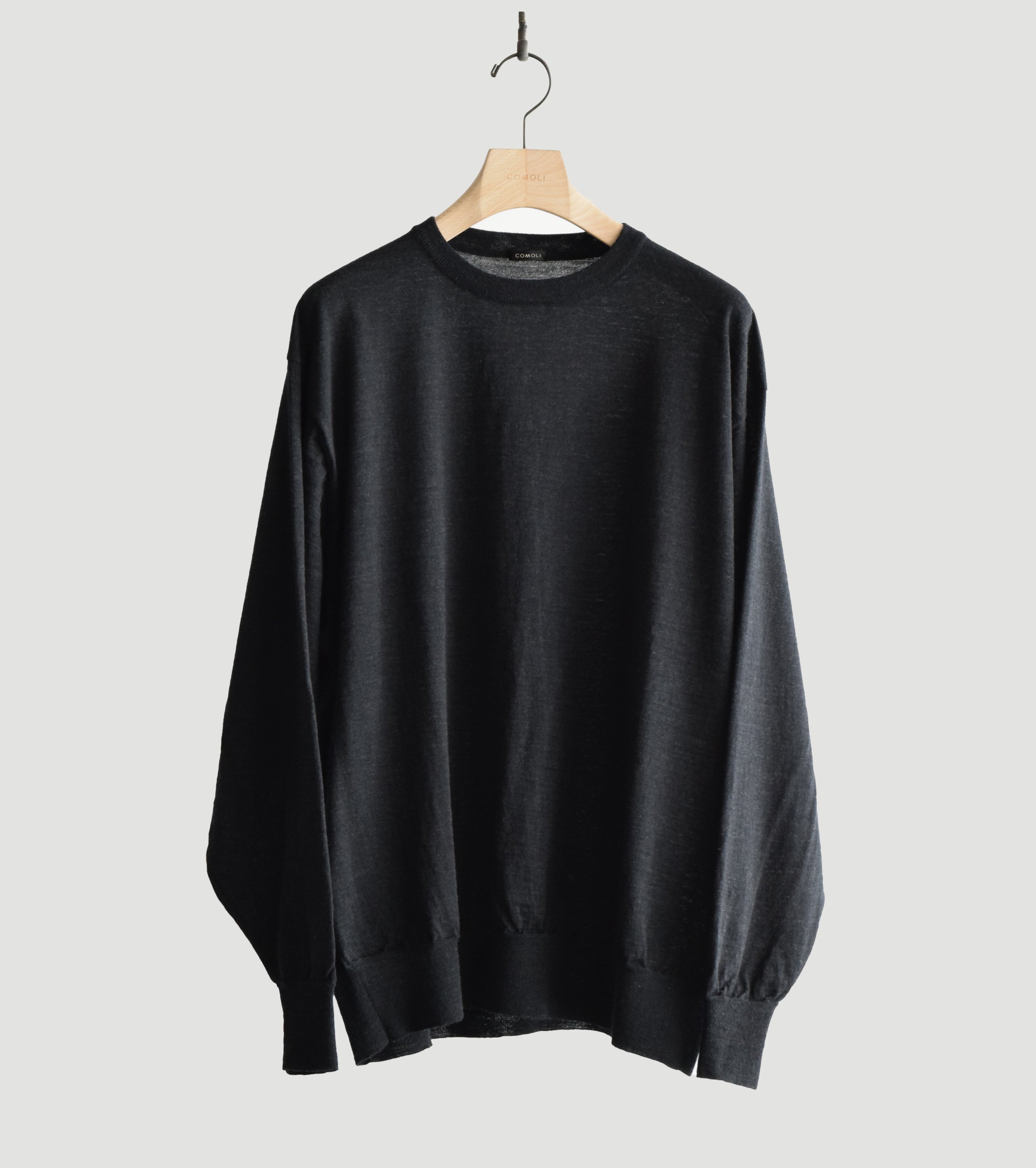 COMOLI Wool  Crew Neck Knit , Charcoal