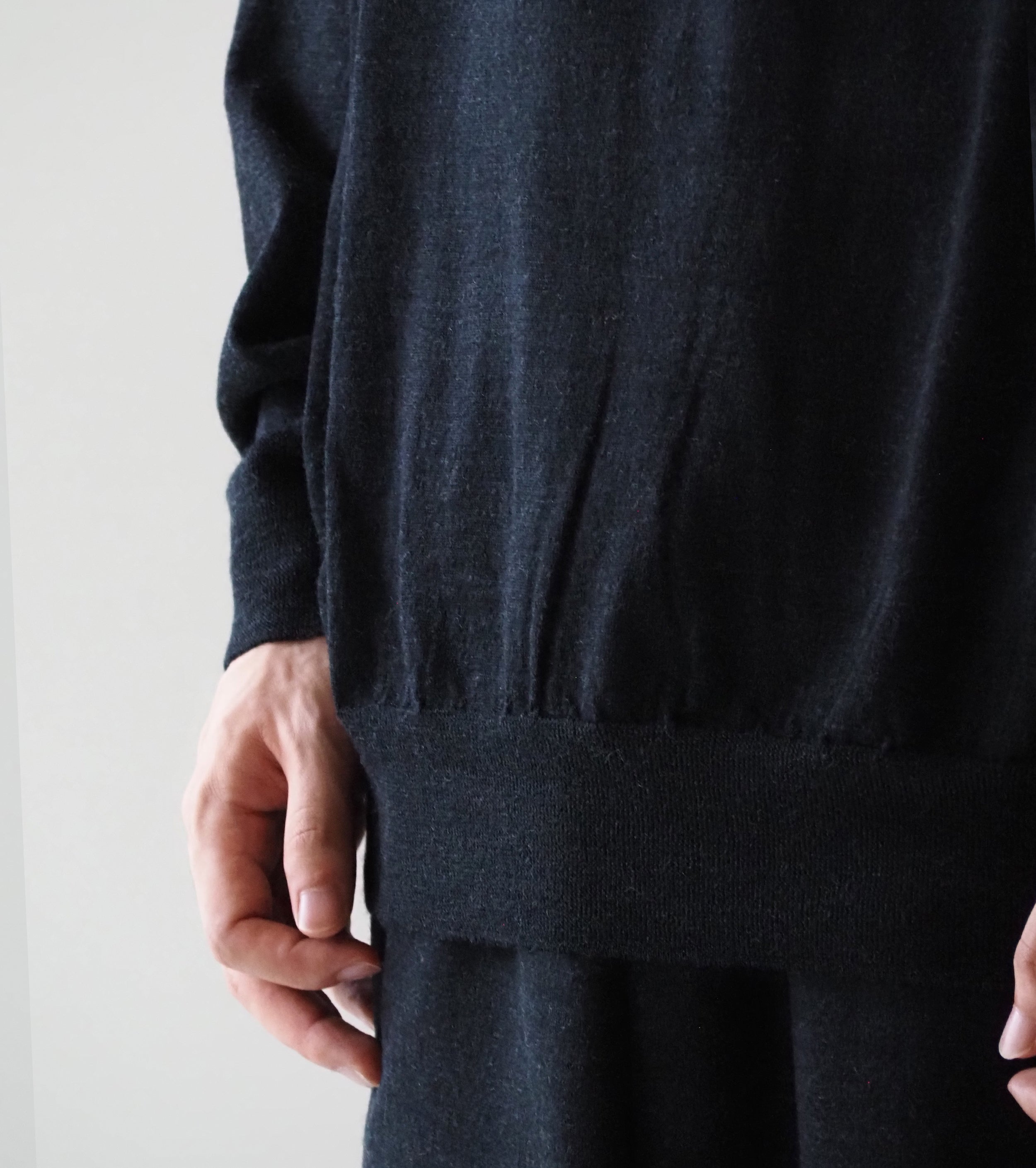COMOLI Wool  Crew Neck Knit , Charcoal