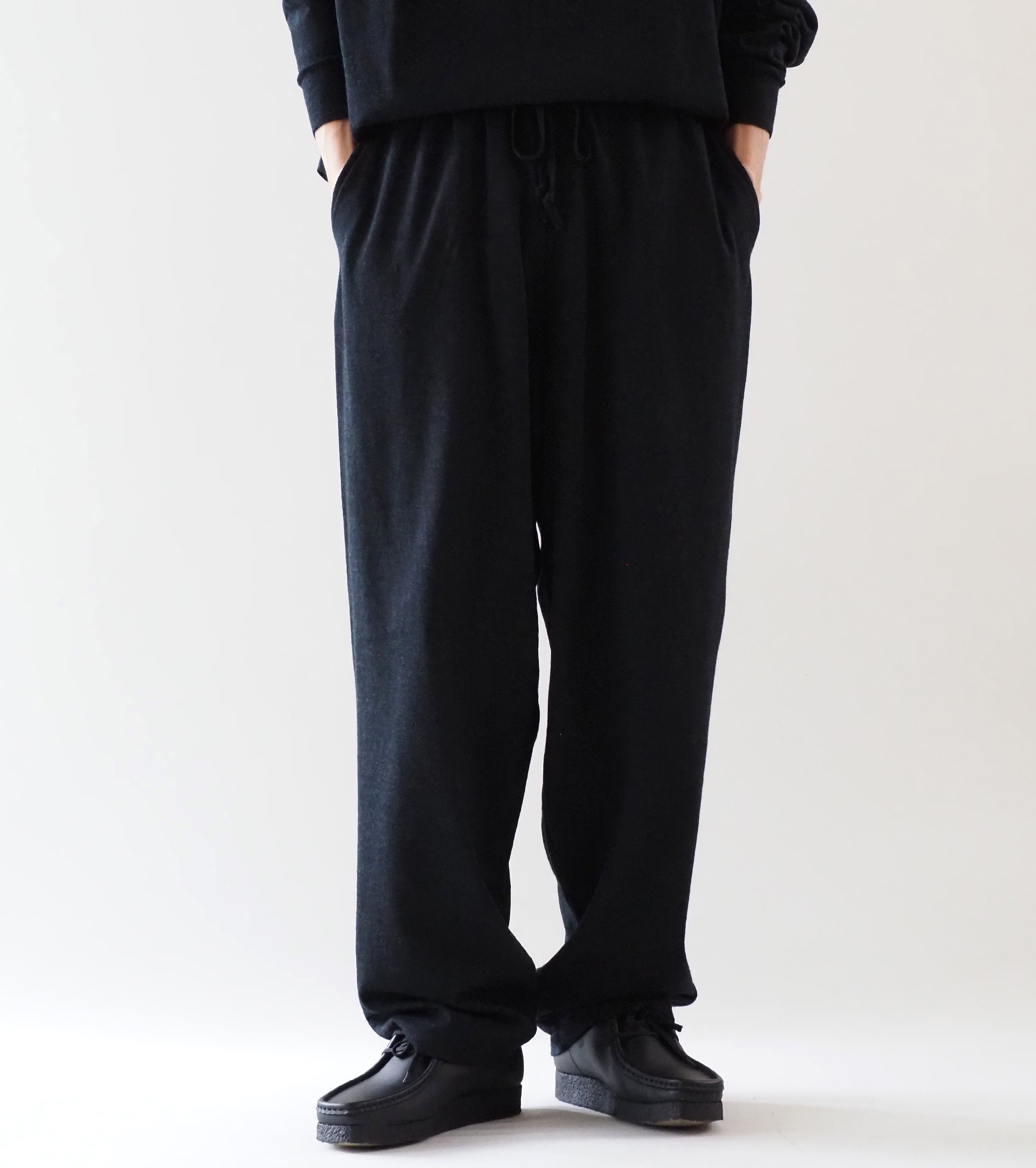 COMOLI Wool Knit Tapered Pants , Charcoal