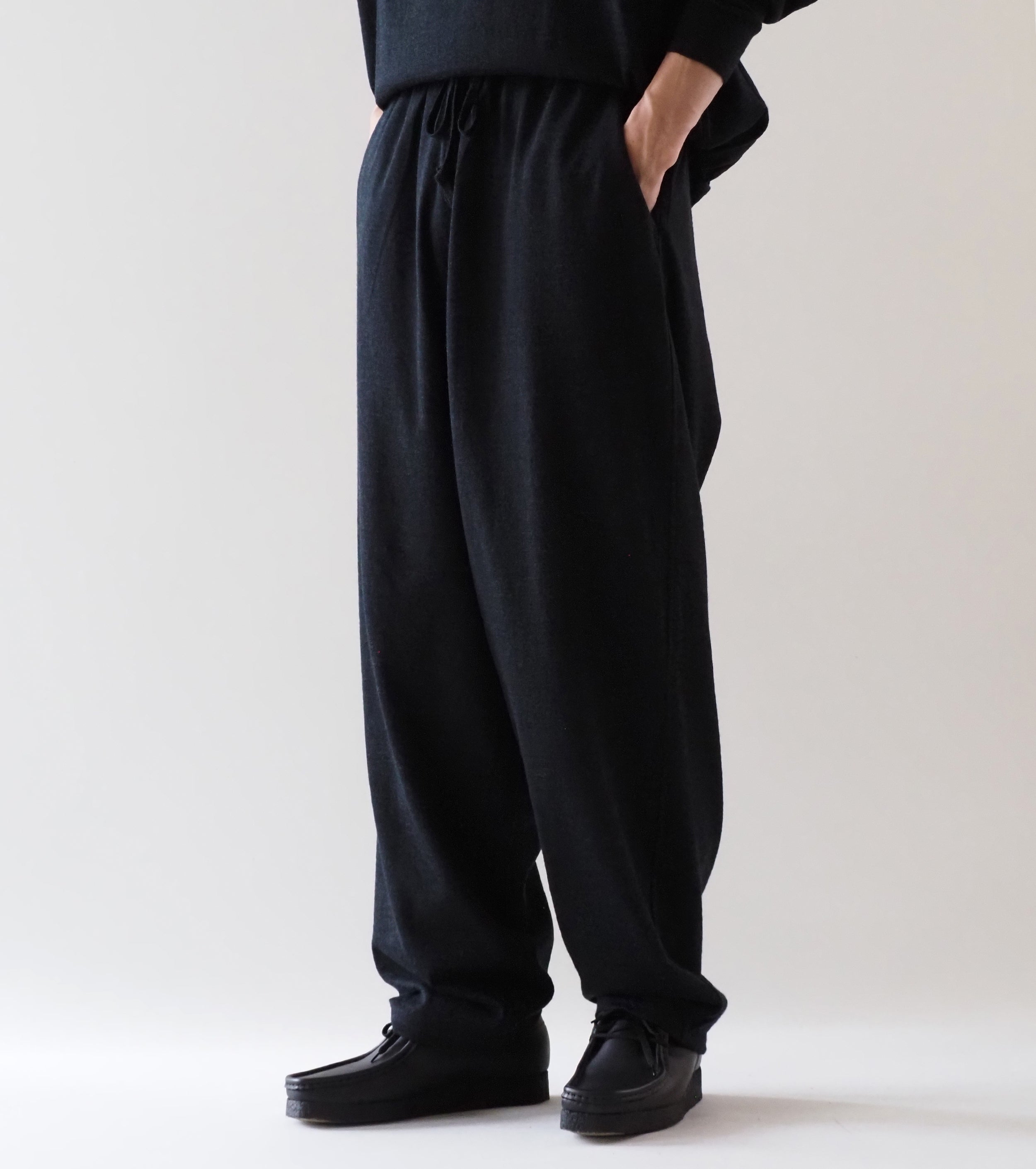 COMOLI Wool Knit Tapered Pants , Charcoal