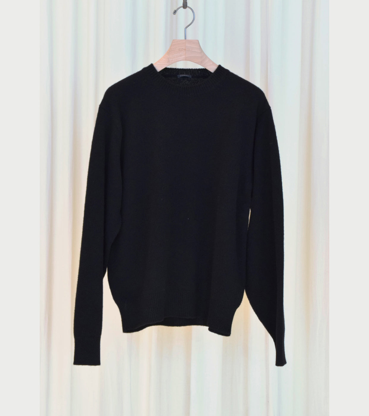 COMOLI Lamb's Wool Crew Neck Knit , Black