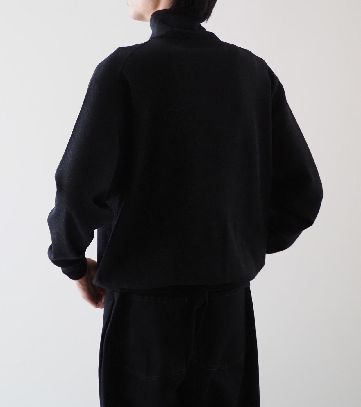 COMOLI ウール ハーフ ジップ ニット, Charcoal
