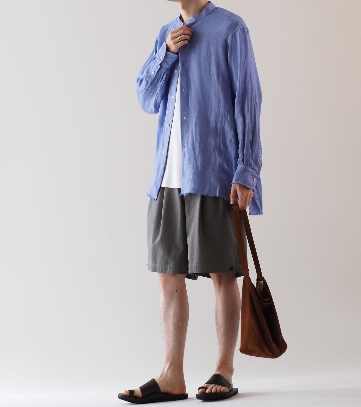 MAATEE＆SONS フリンジ SHIRTS “ドゥルンの緯糸アムンゼン" , くすんだ PURPLE