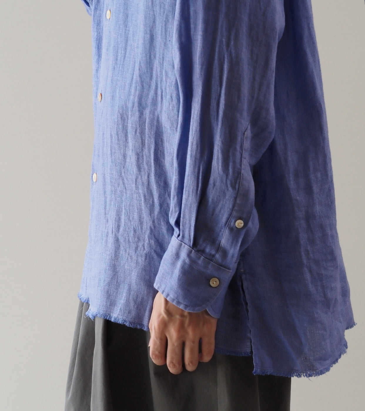 MAATEE＆SONS フリンジ SHIRTS “ドゥルンの緯糸アムンゼン" , くすんだ PURPLE