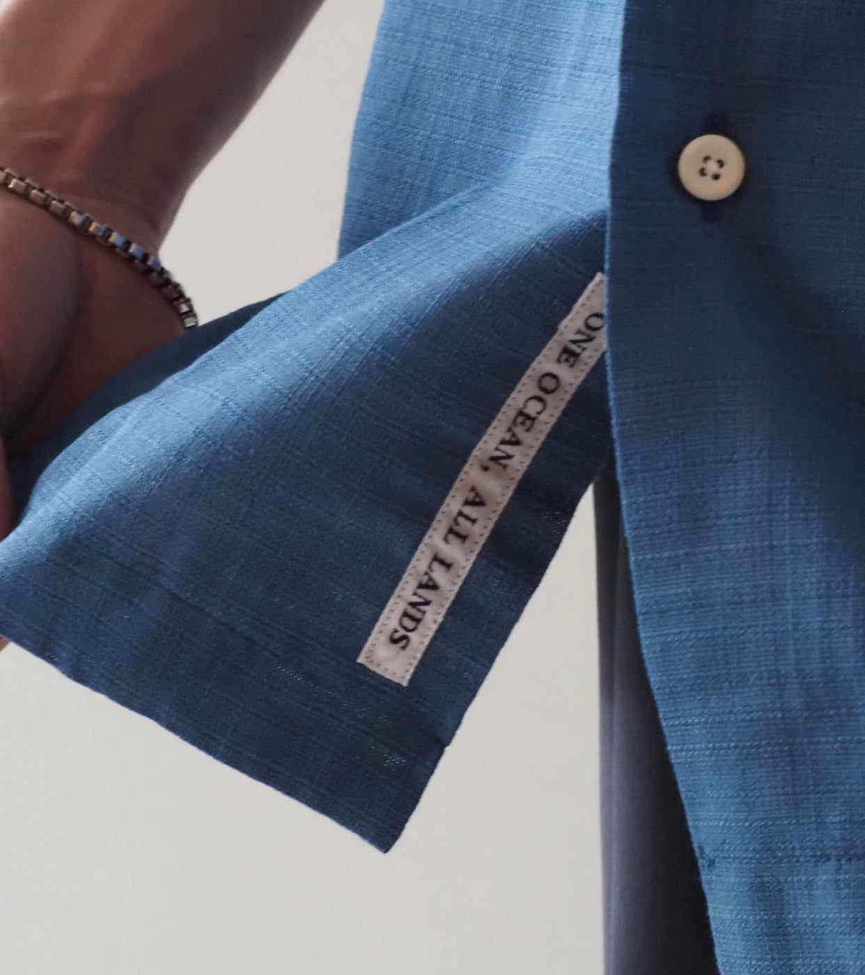 nanamica Open Collar Panama S/S Shirt , Sax