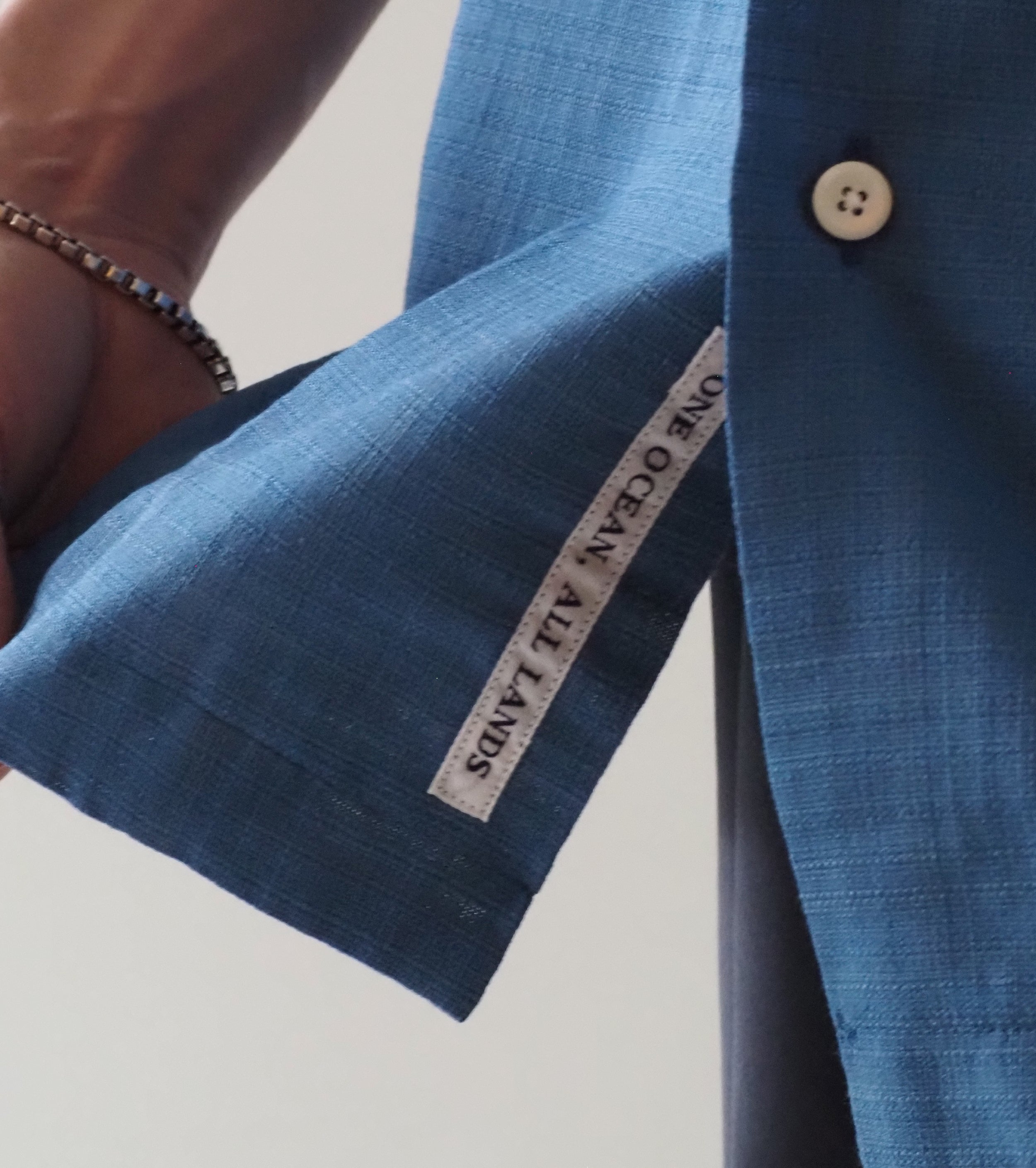nanamica Open Collar Panama S/S Shirt , Sax