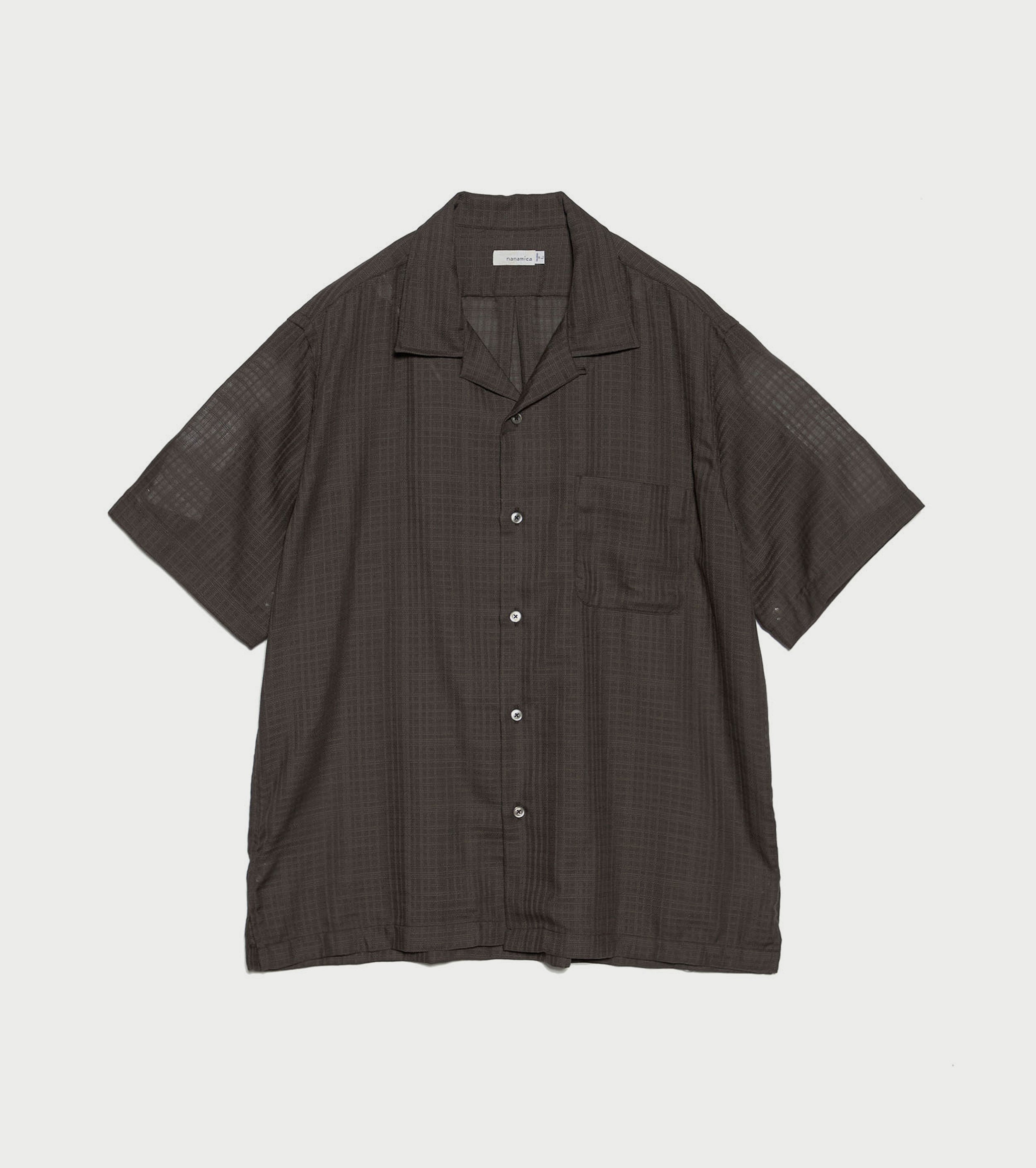 nanamica Open Collar Panama S/S Shirt , Charcoal