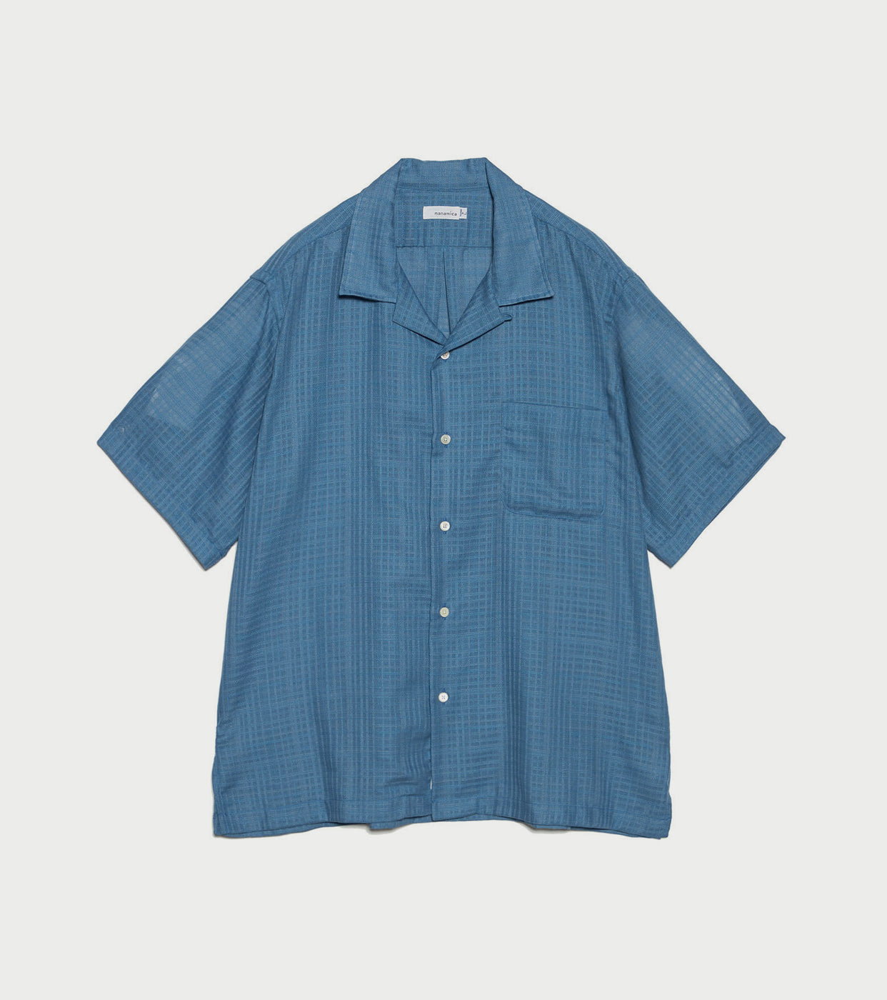 nanamica Open Collar Panama S/S Shirt , Sax