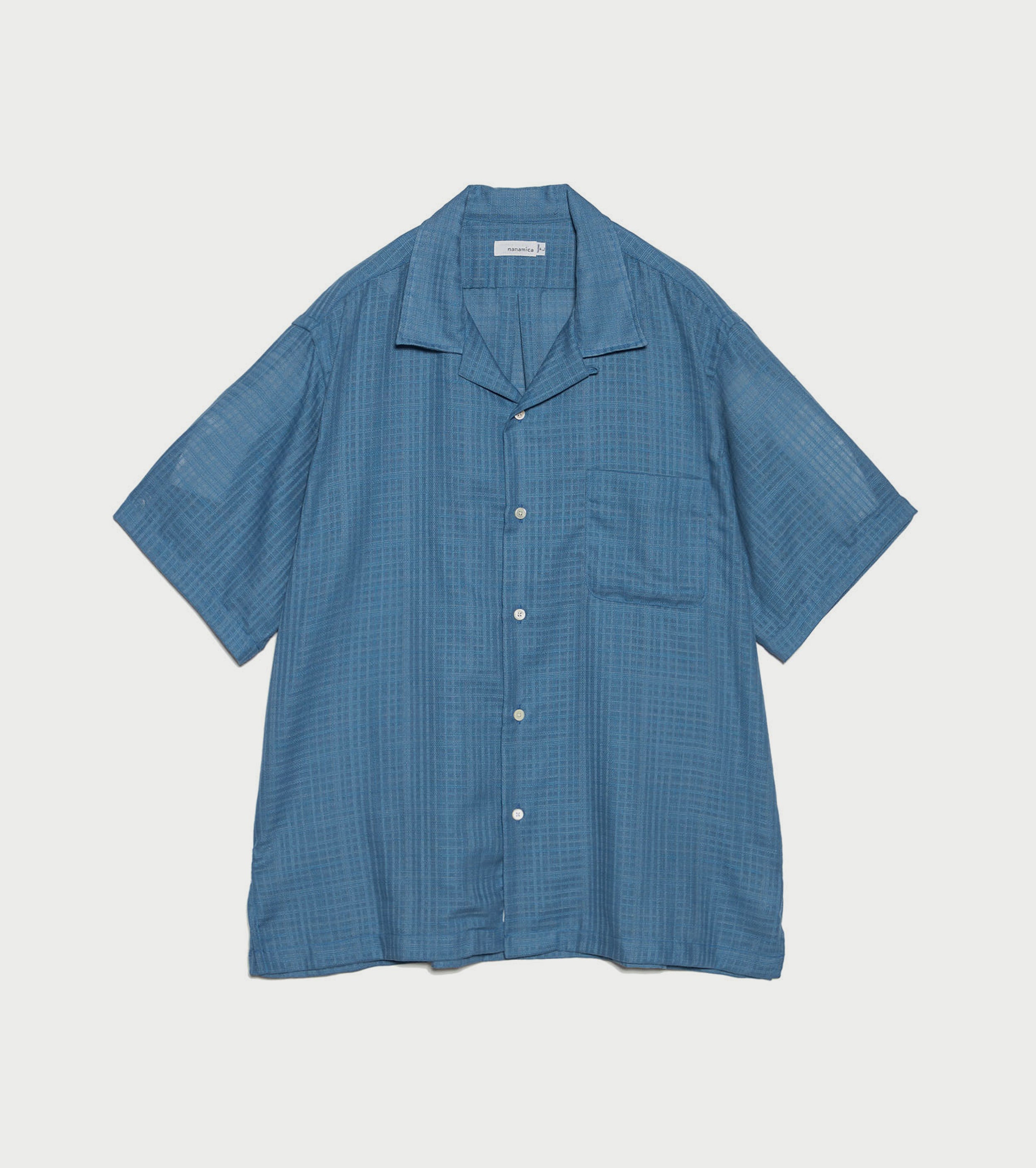 nanamica Open Collar Panama S/S Shirt , Sax