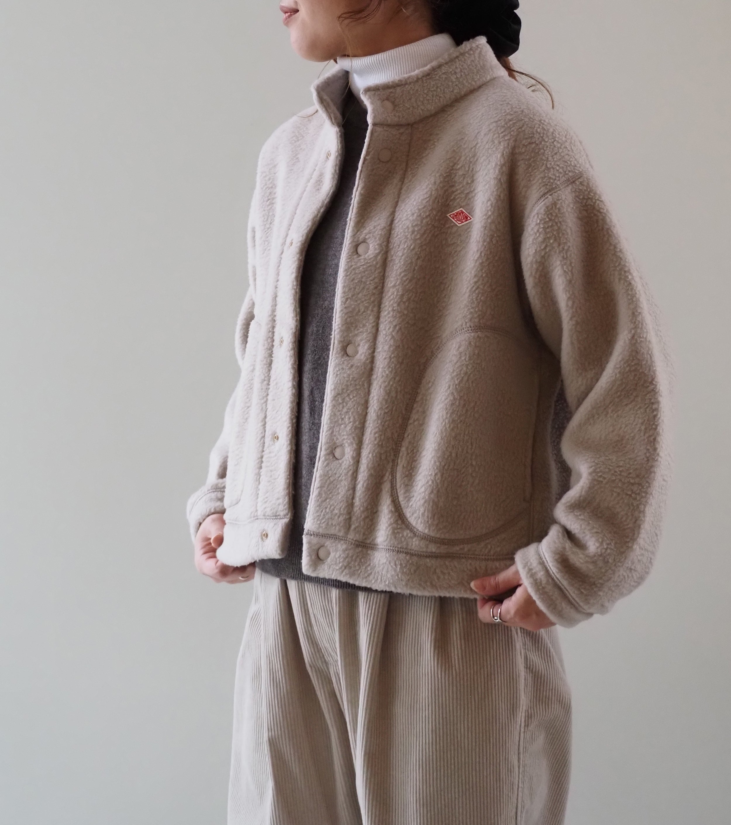 DANTON Double Face Boa Stand Collar Jacket , Beige