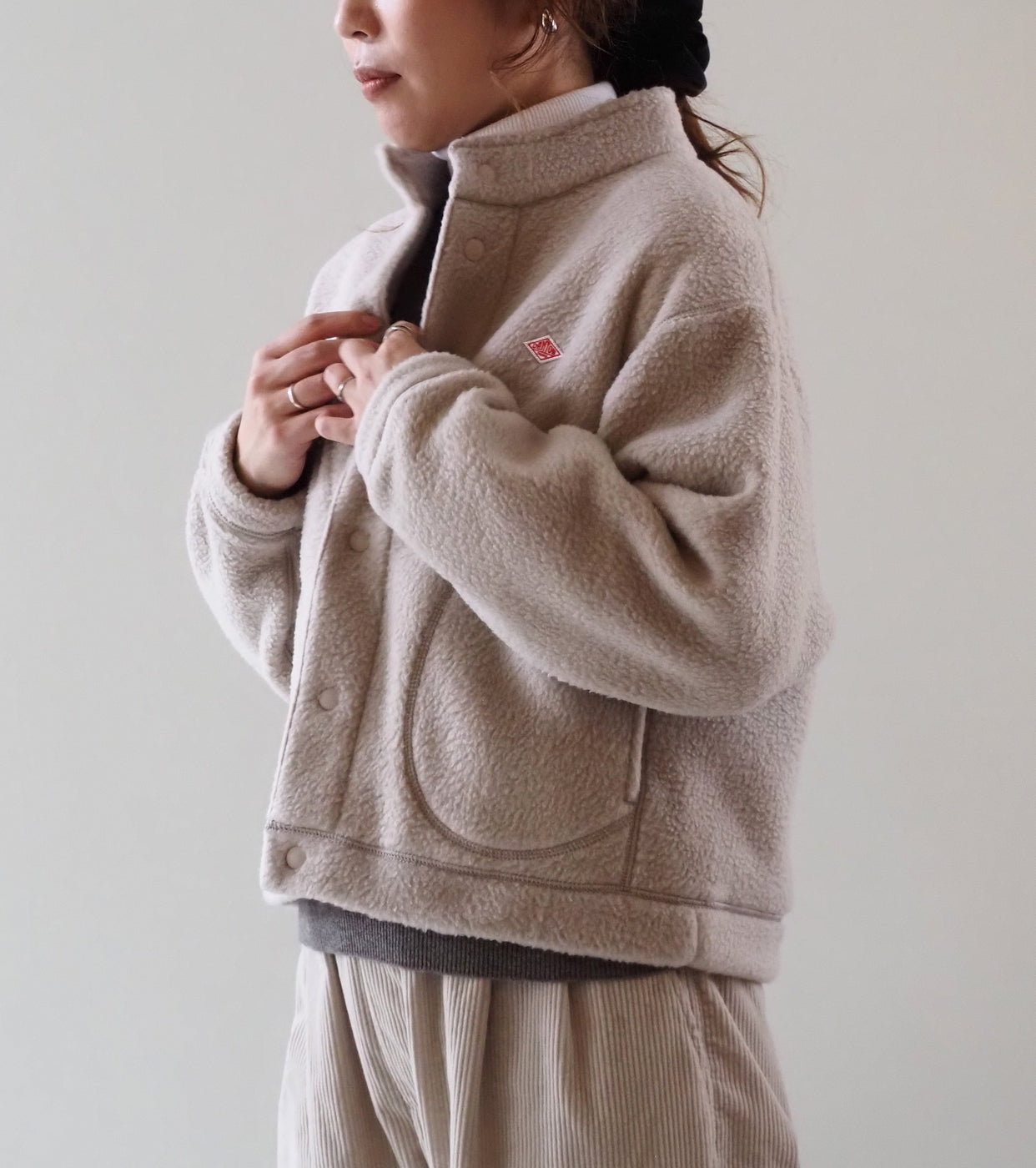 DANTON Double Face Boa Stand Collar Jacket , Beige