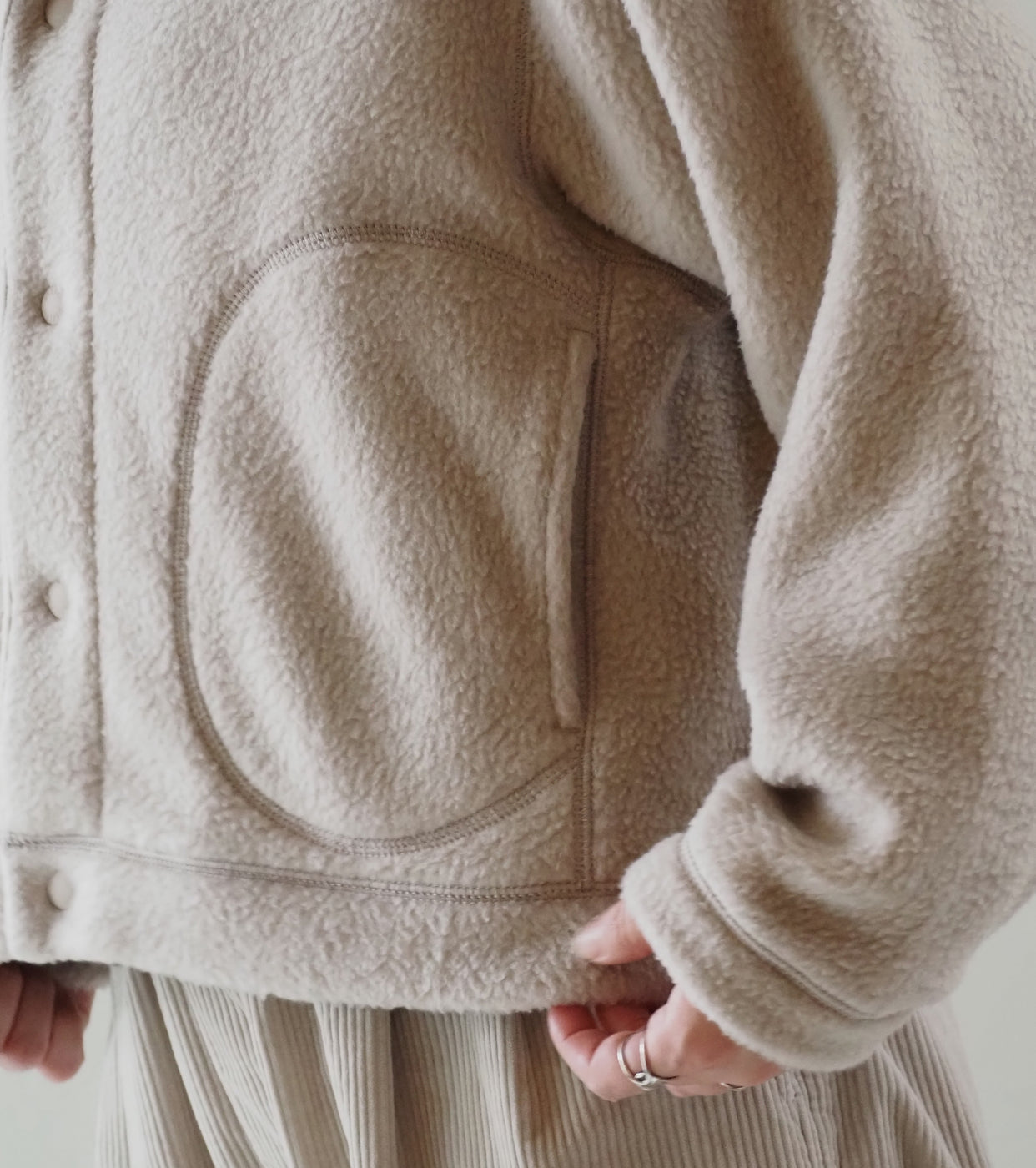 DANTON Double Face Boa Stand Collar Jacket , Beige