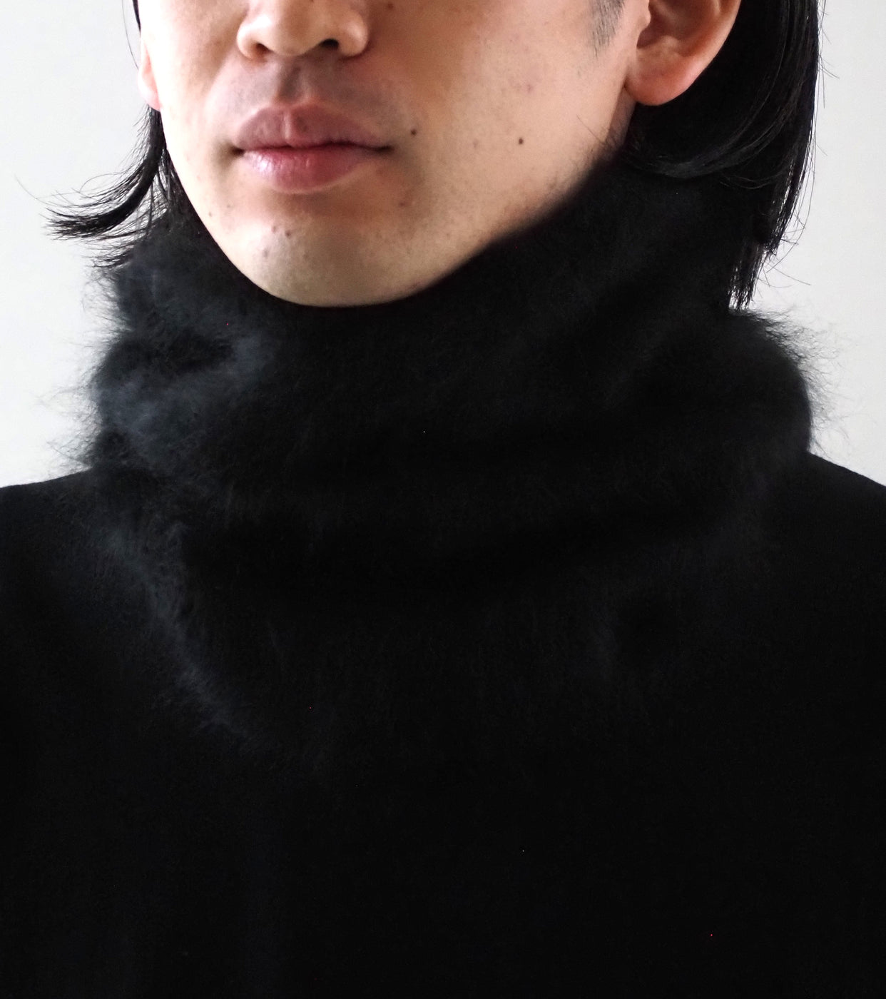 COMOLI カシミヤ ファー ネック ウォーマー, Black