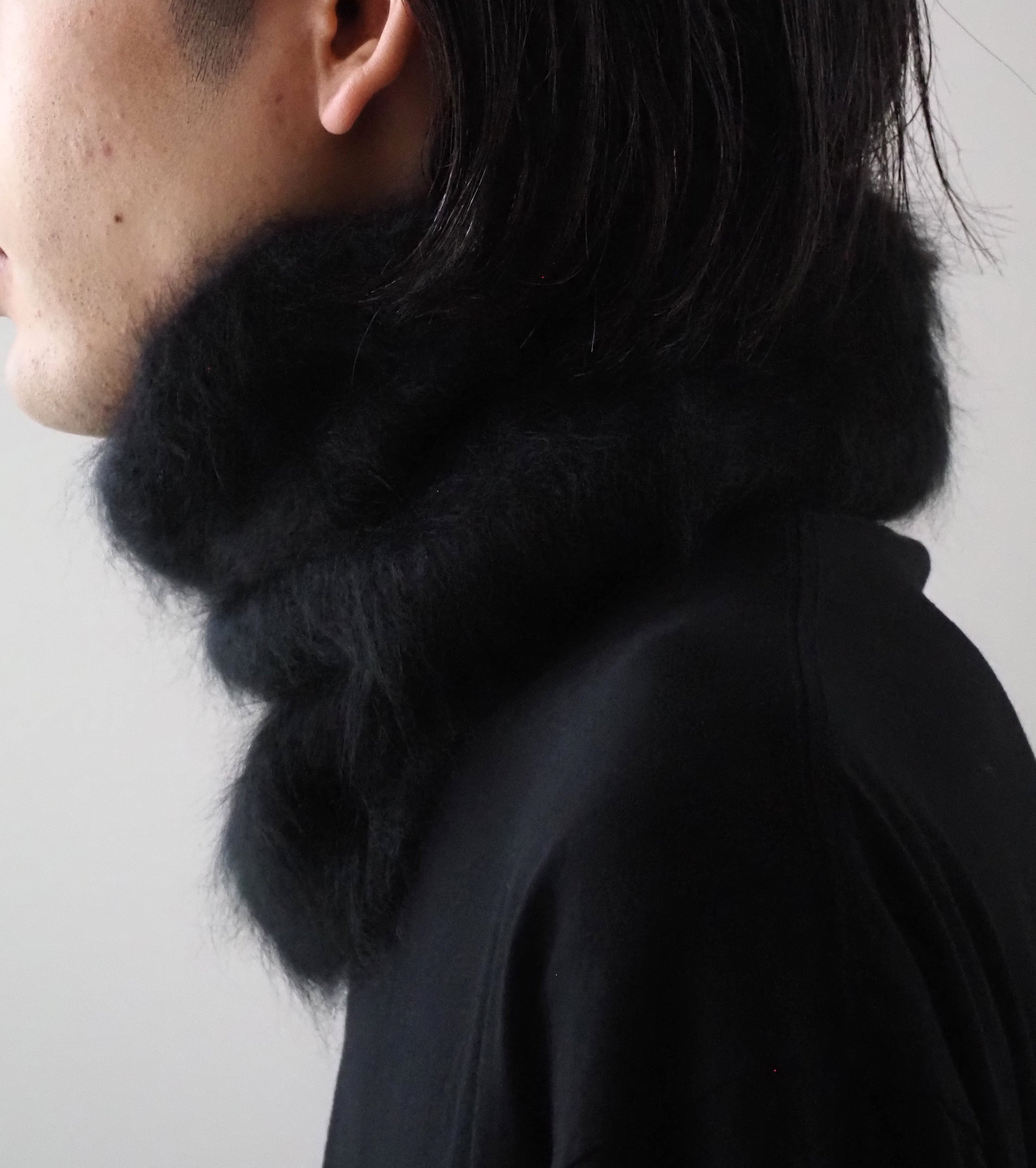 COMOLI カシミヤ ファー ネック ウォーマー, Black