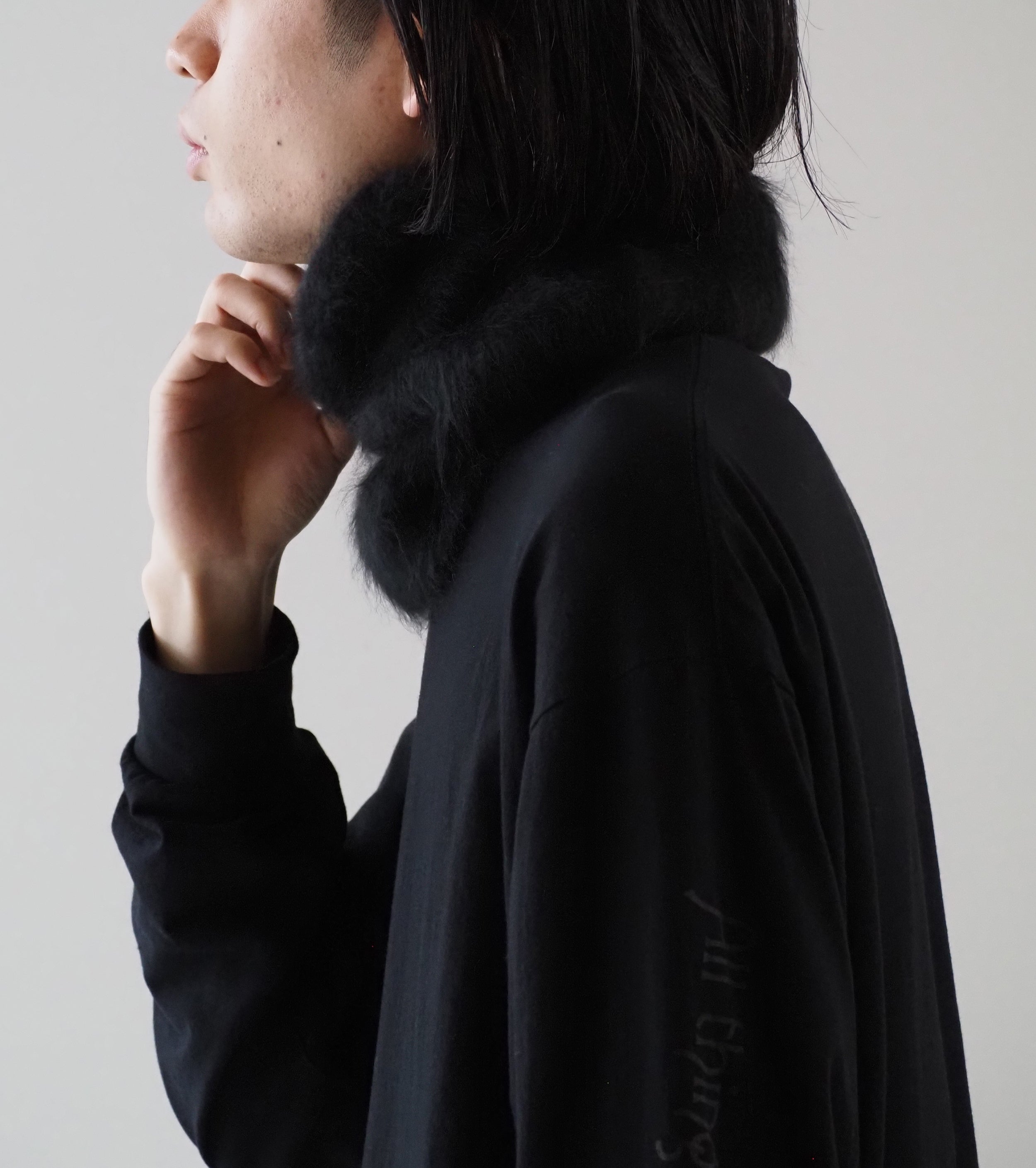 COMOLI カシミヤ ファー ネック ウォーマー, Black