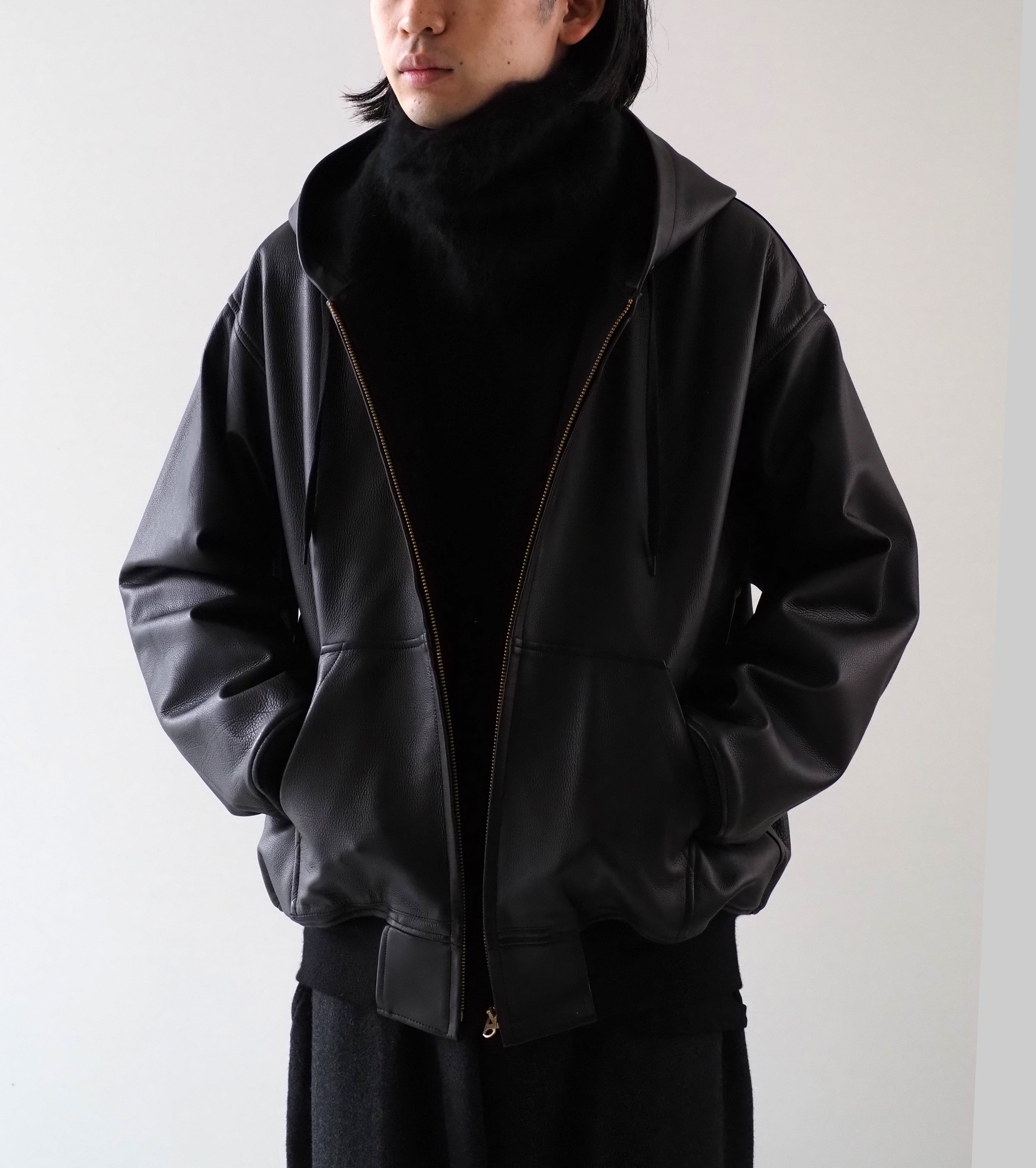 COMOLI カシミヤ ファー ネック ウォーマー, Black