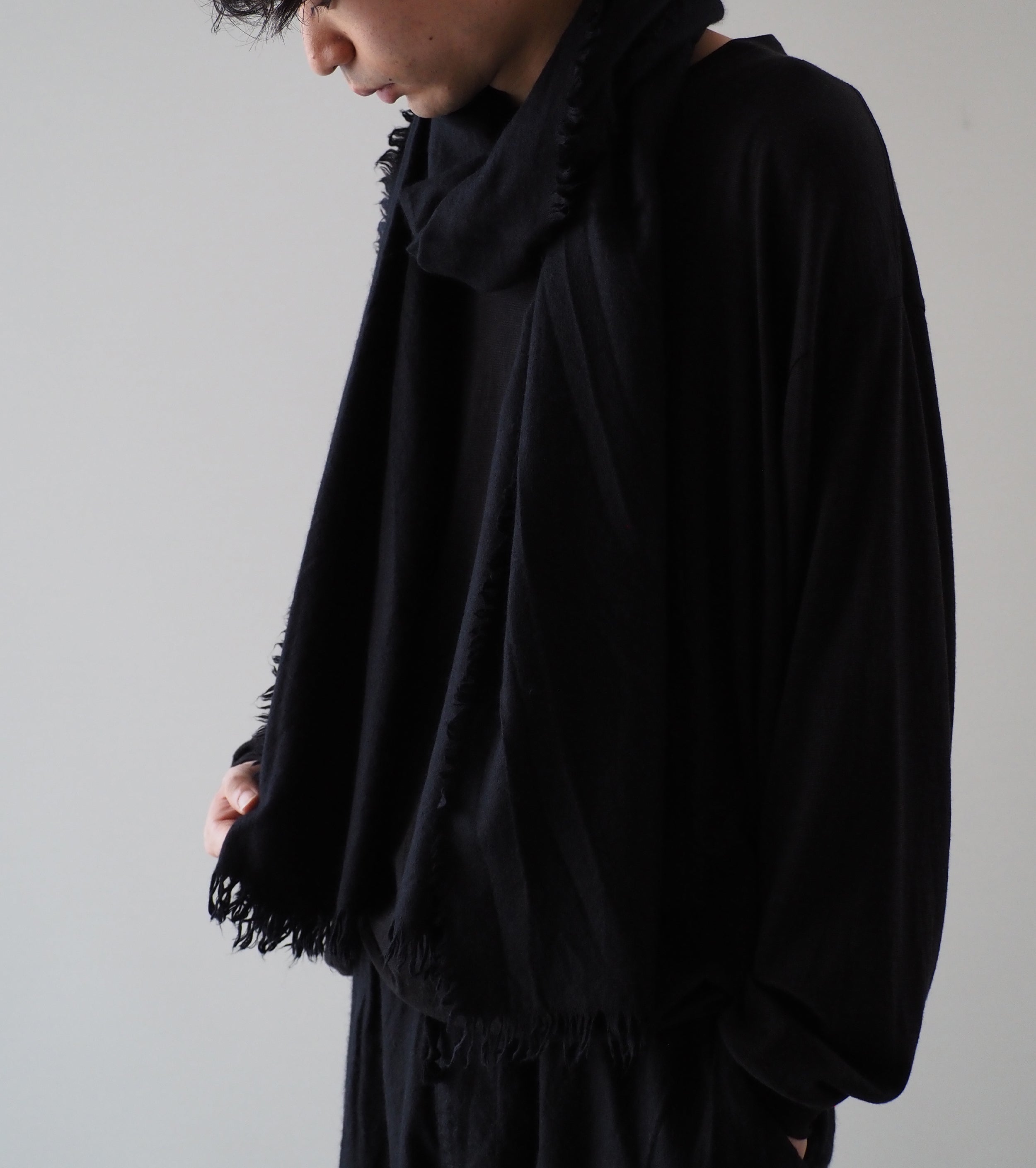 COMOLI Cashmere Silk Stole , Navy