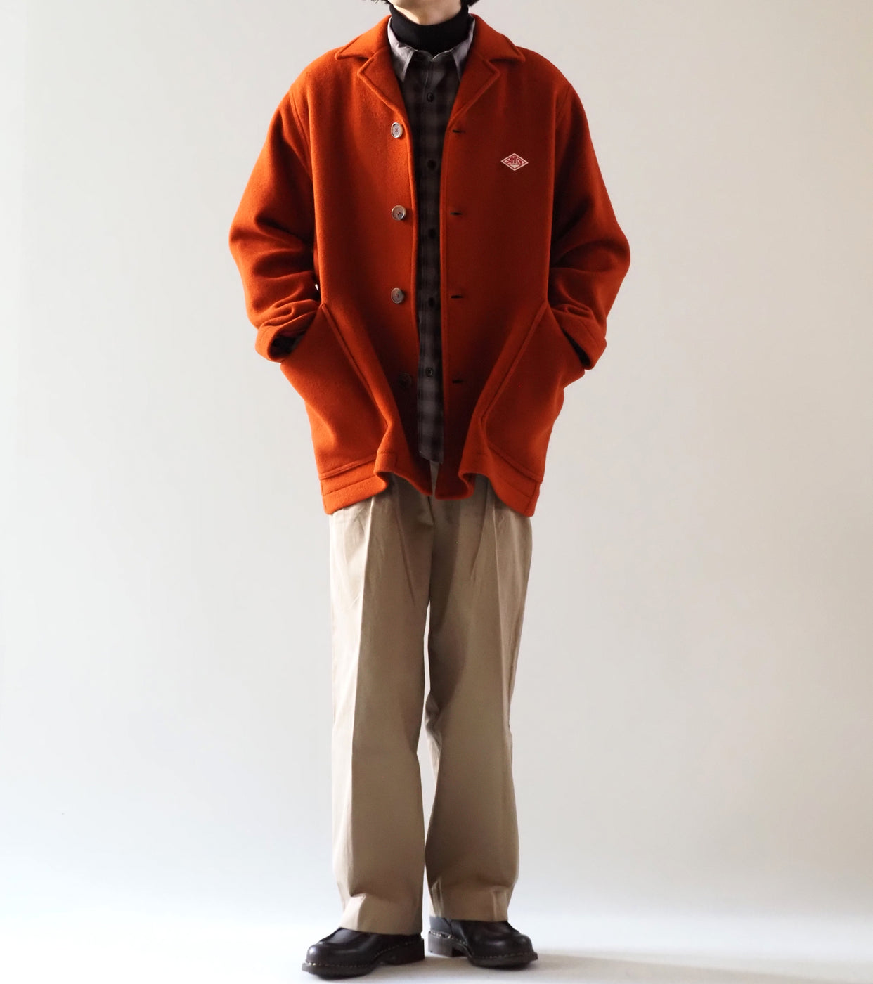 DANTON WOOL MELTON WORK JACKET, Orange