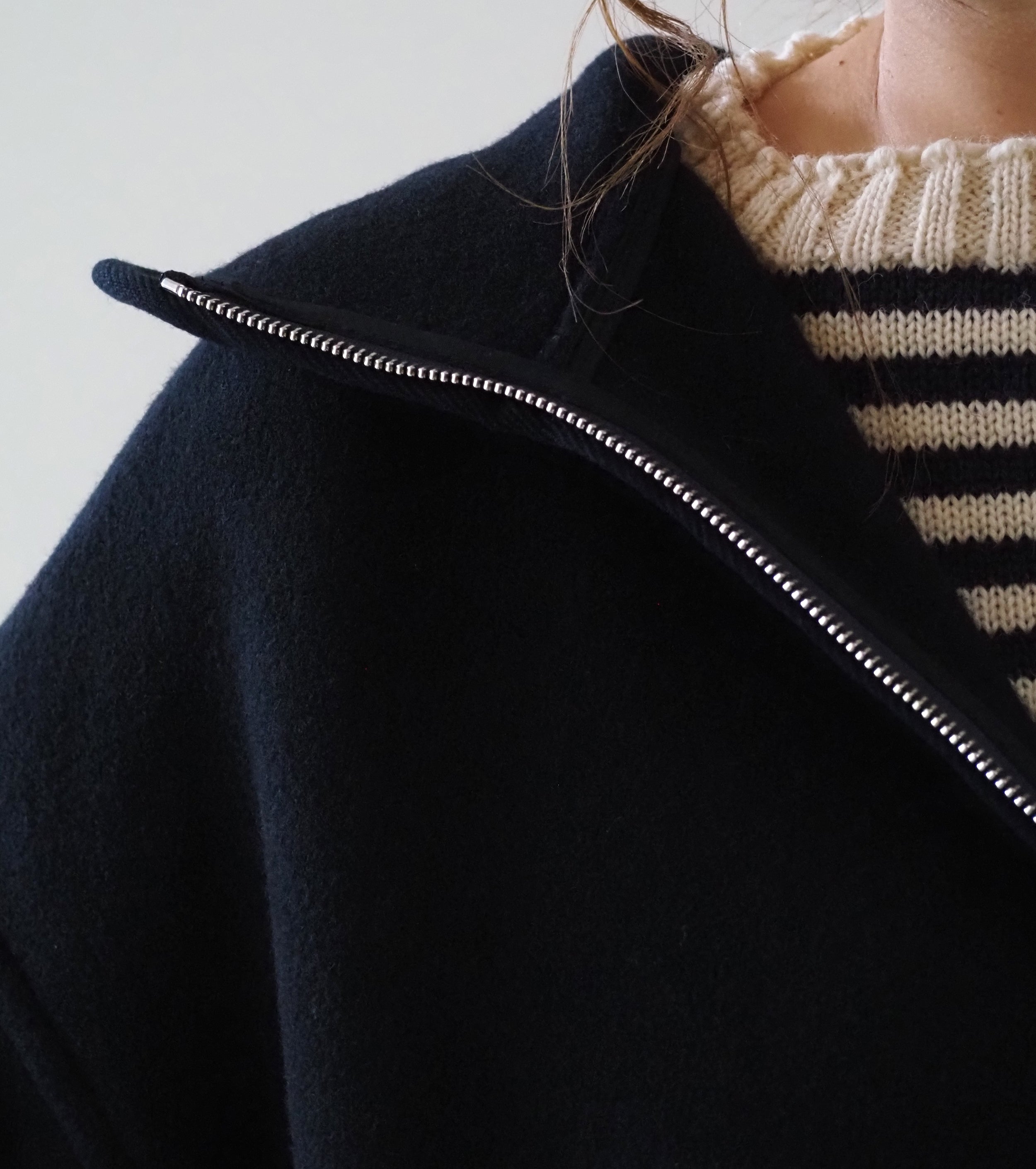 DANTON ウール メルトン フーデッド ジャケット, Dark Navy