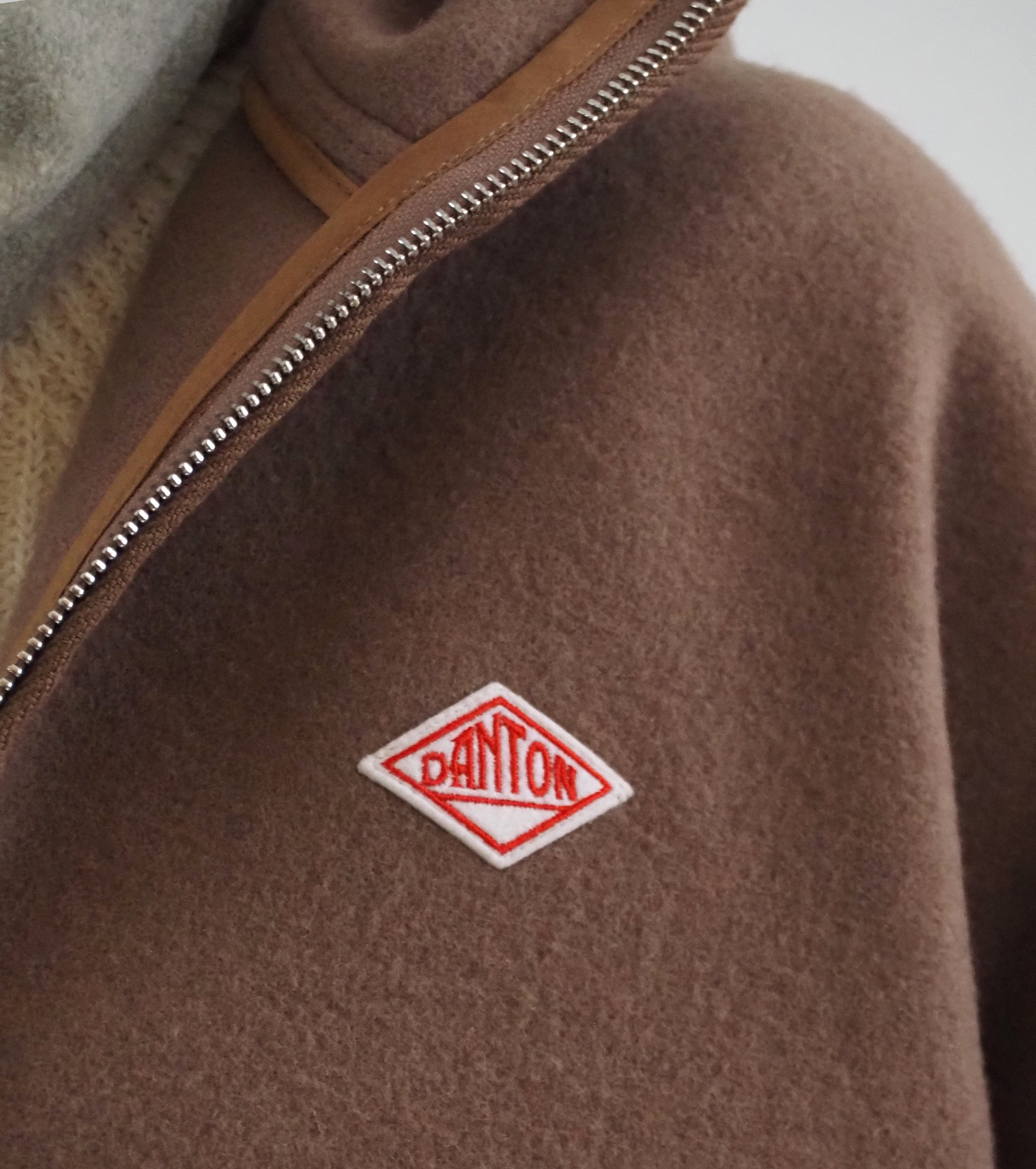 DANTON ウール メルトン フーデッド ジャケット, Beige