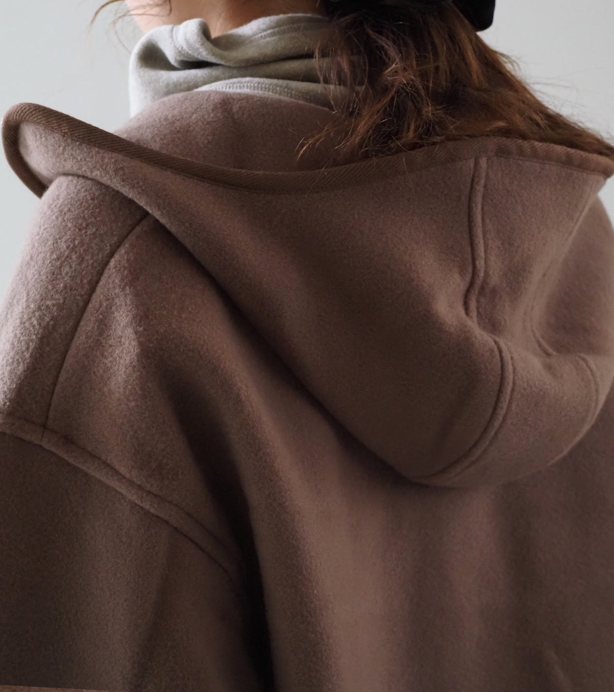 DANTON ウール メルトン フーデッド ジャケット, Beige