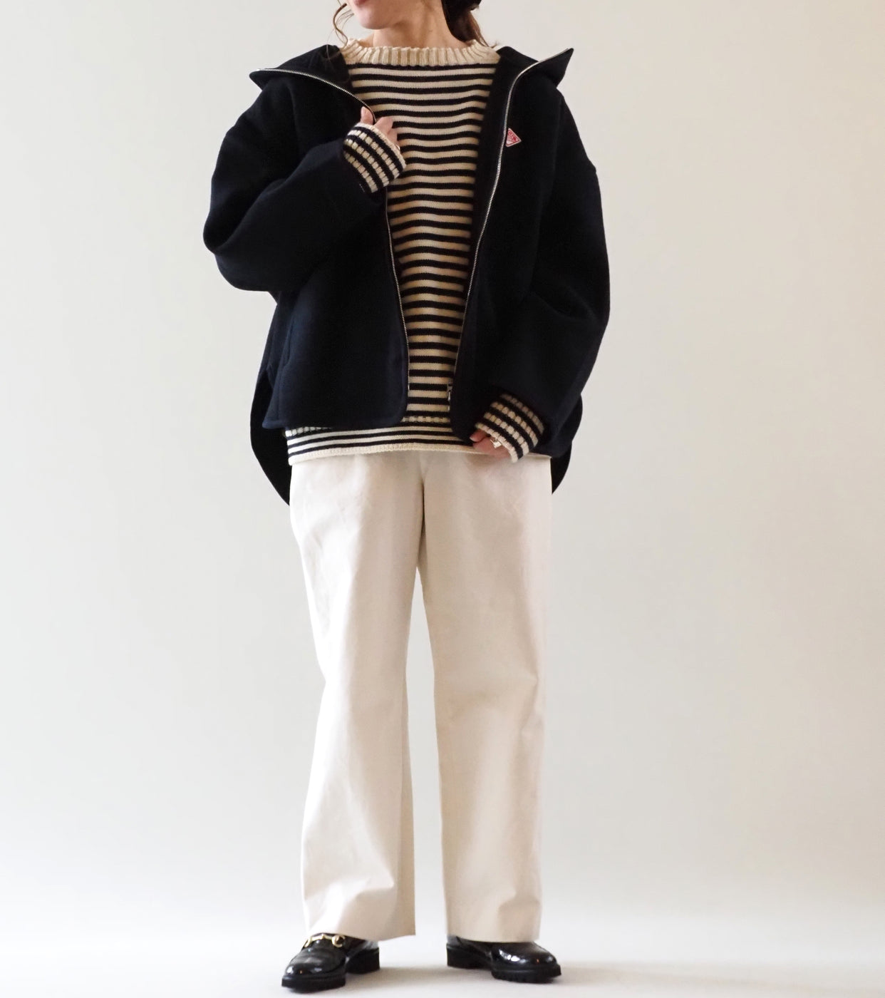 DANTON ウール メルトン フーデッド ジャケット, Dark Navy