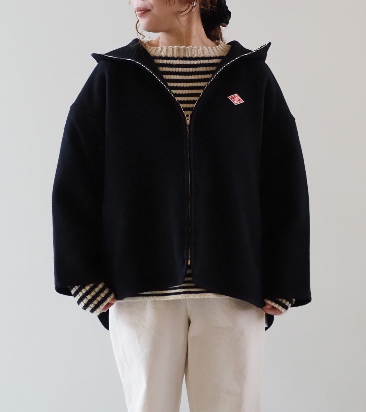 DANTON ウール メルトン フーデッド ジャケット, Dark Navy