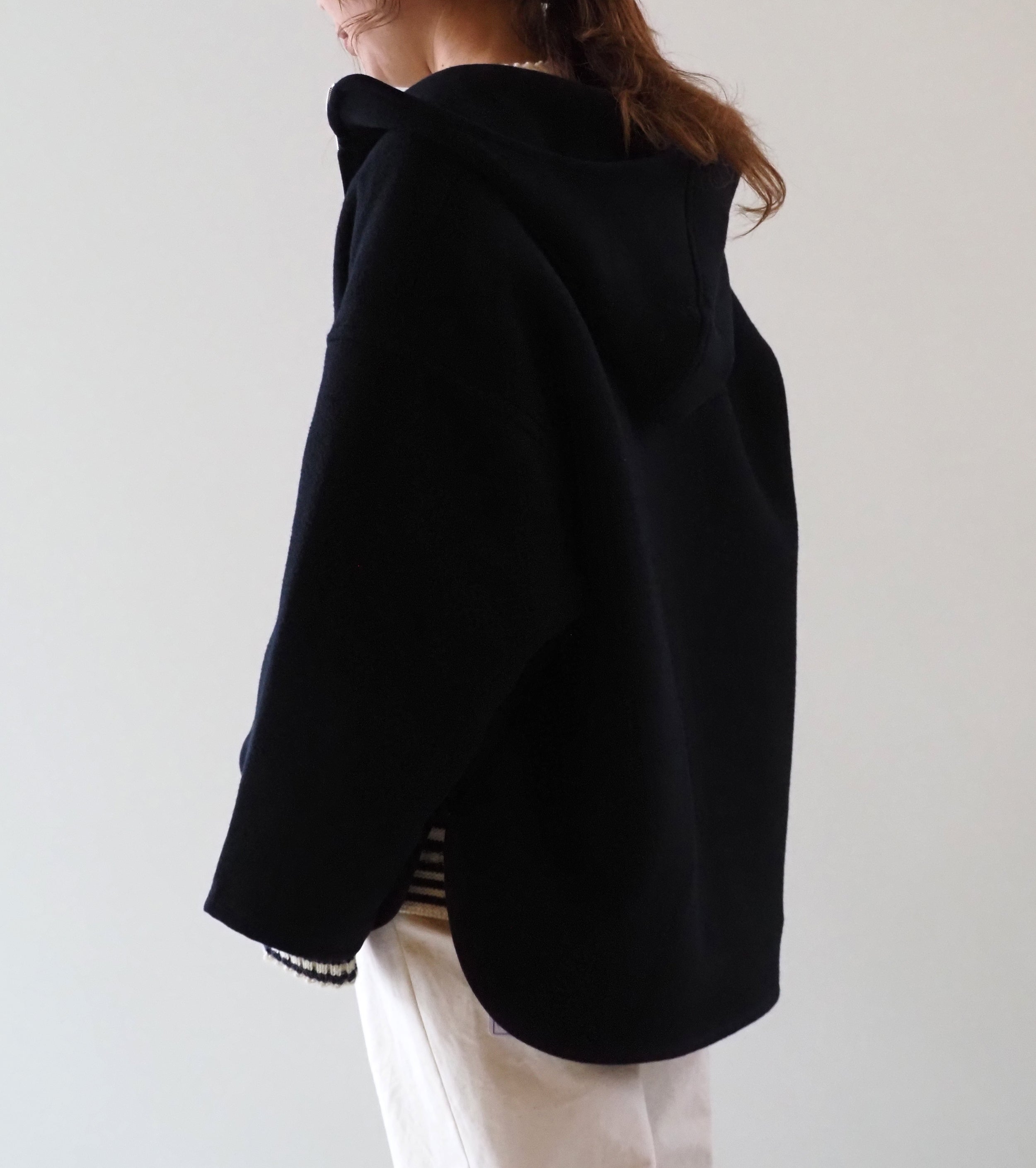 DANTON ウール メルトン フーデッド ジャケット, Dark Navy