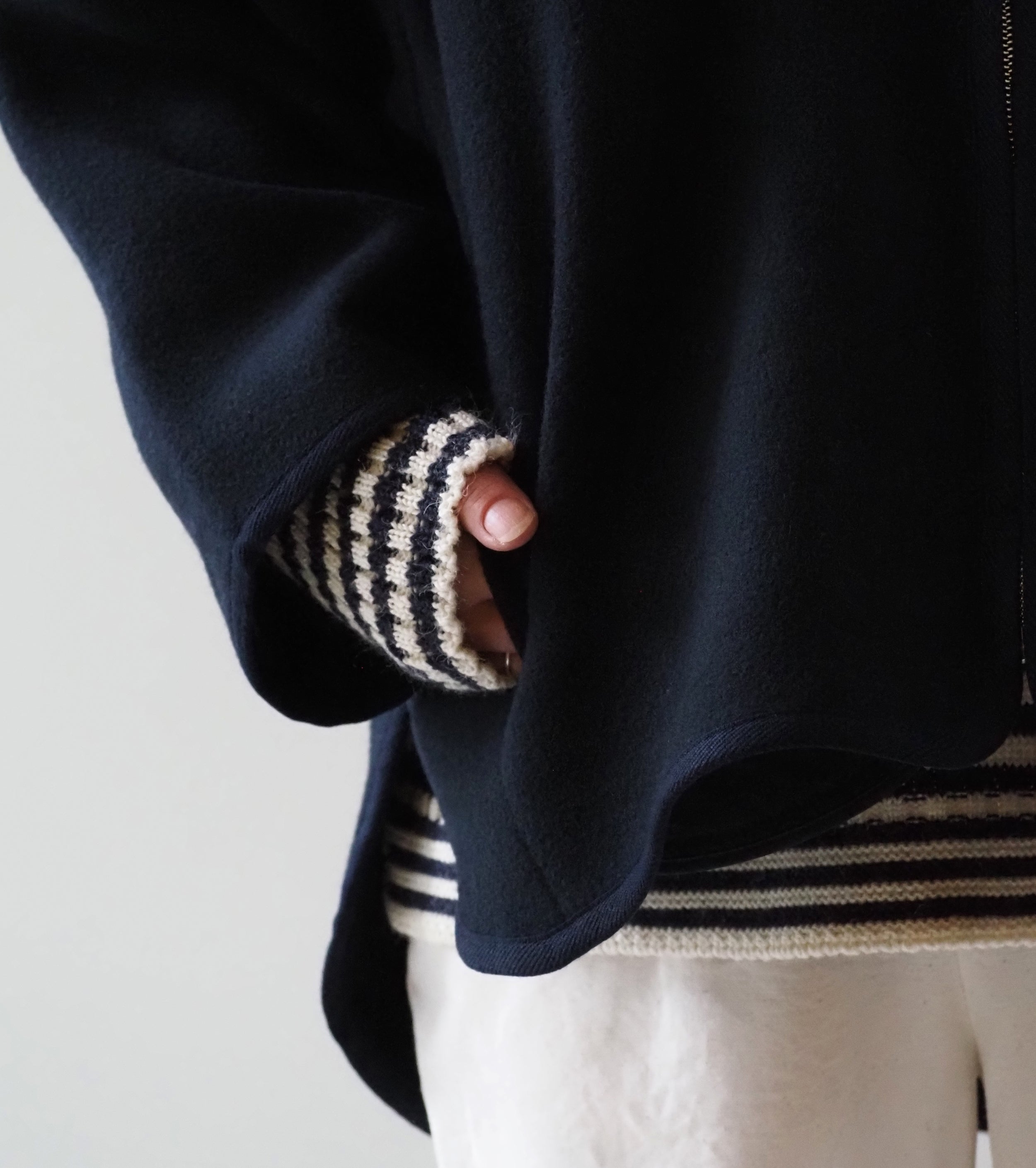 DANTON ウール メルトン フーデッド ジャケット, Dark Navy