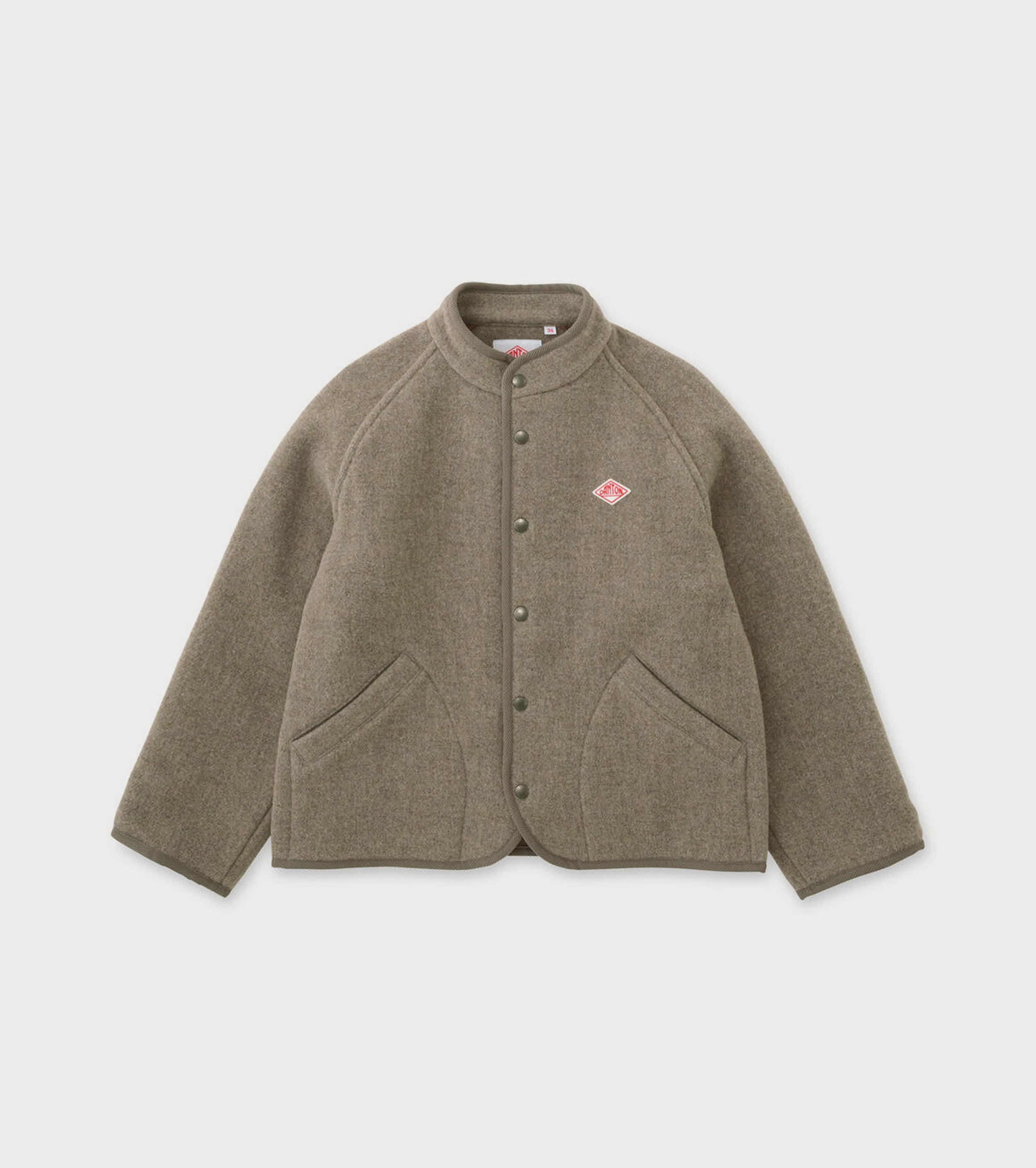 DANTON WOOL LIGHT PILE STANDCOLLAR JACKET, H.Beige