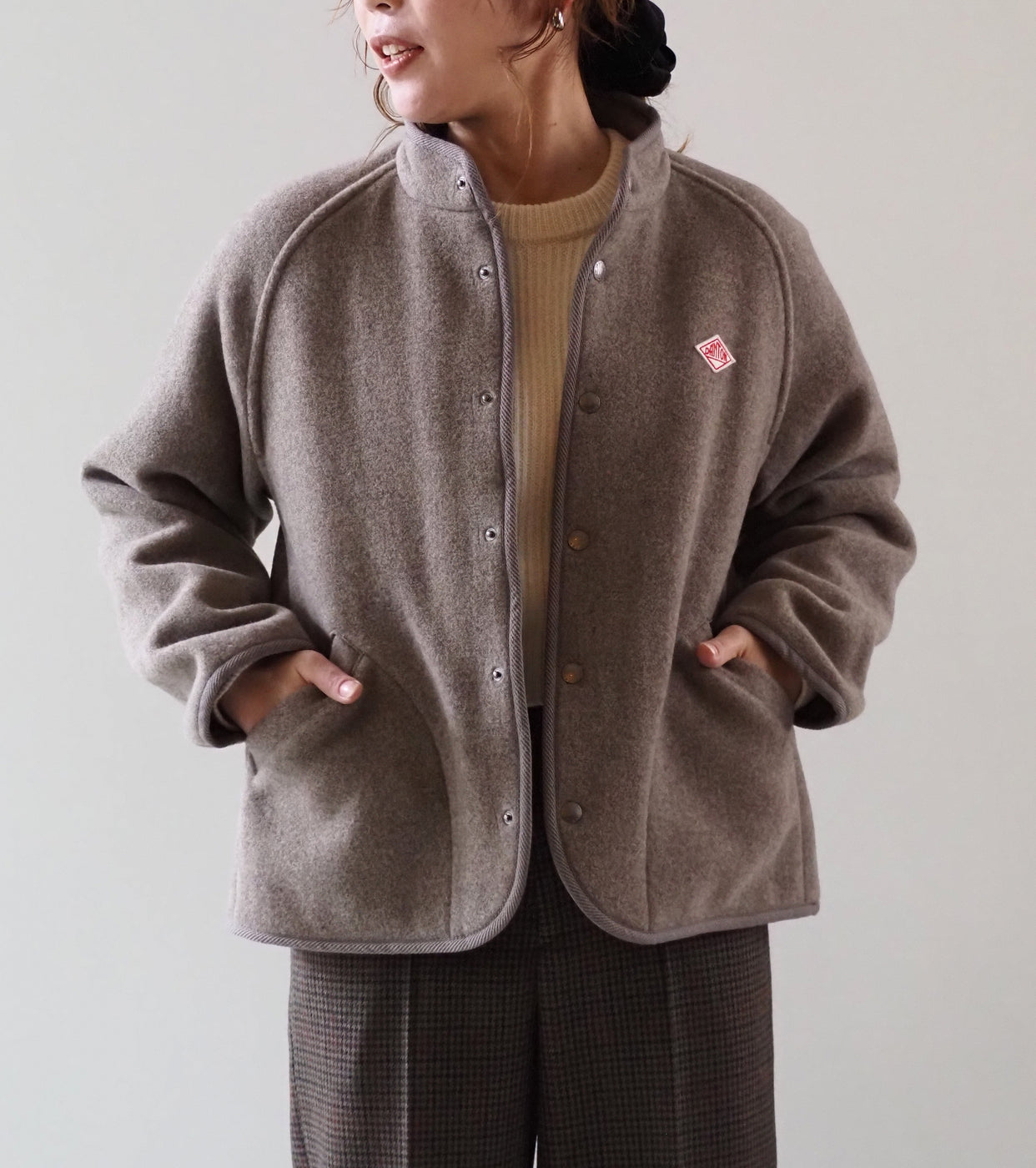 DANTON ウールライト パイル スタンドカラー ジャケット , H.Beige