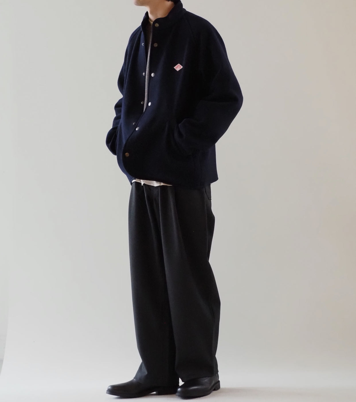 DANTON WOOL LIGHT PILE STANDCOLLAR JACKET, Navy