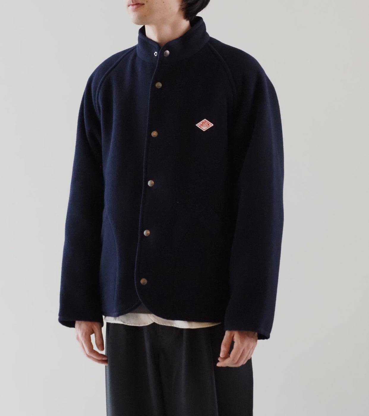DANTON WOOL LIGHT PILE STANDCOLLAR JACKET, Navy