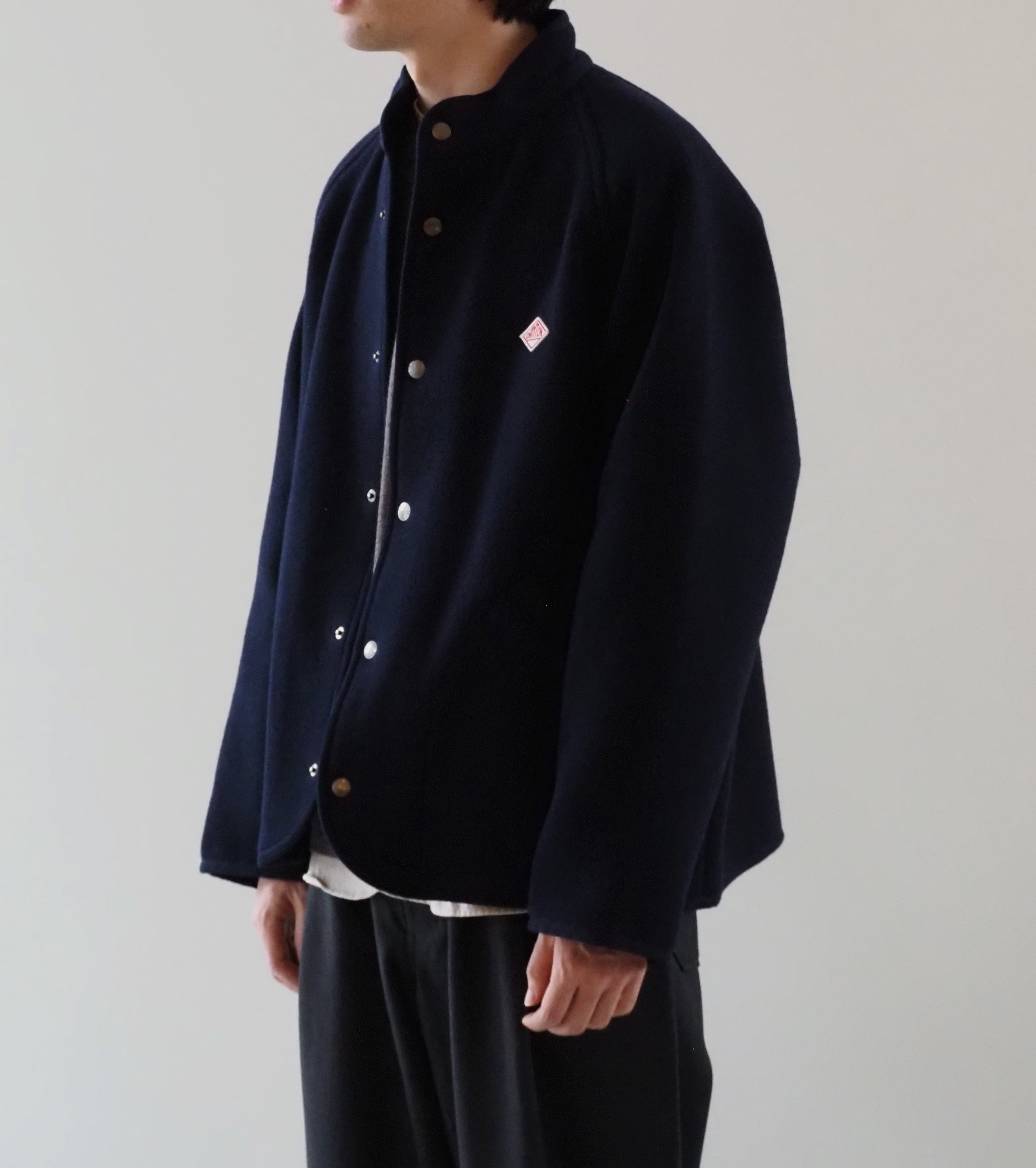 DANTON WOOL LIGHT PILE STANDCOLLAR JACKET, Navy