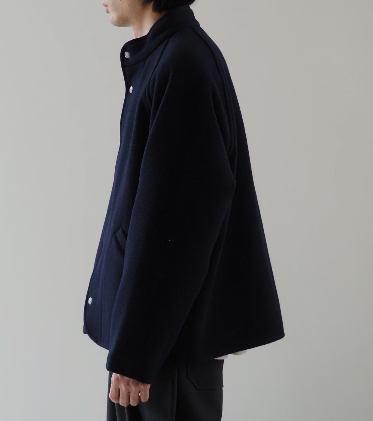 DANTON WOOL LIGHT PILE STANDCOLLAR JACKET, Navy