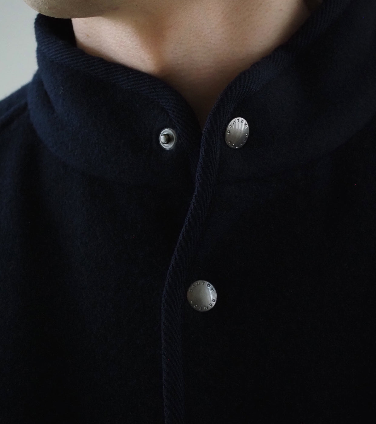 DANTON WOOL LIGHT PILE STANDCOLLAR JACKET, Navy