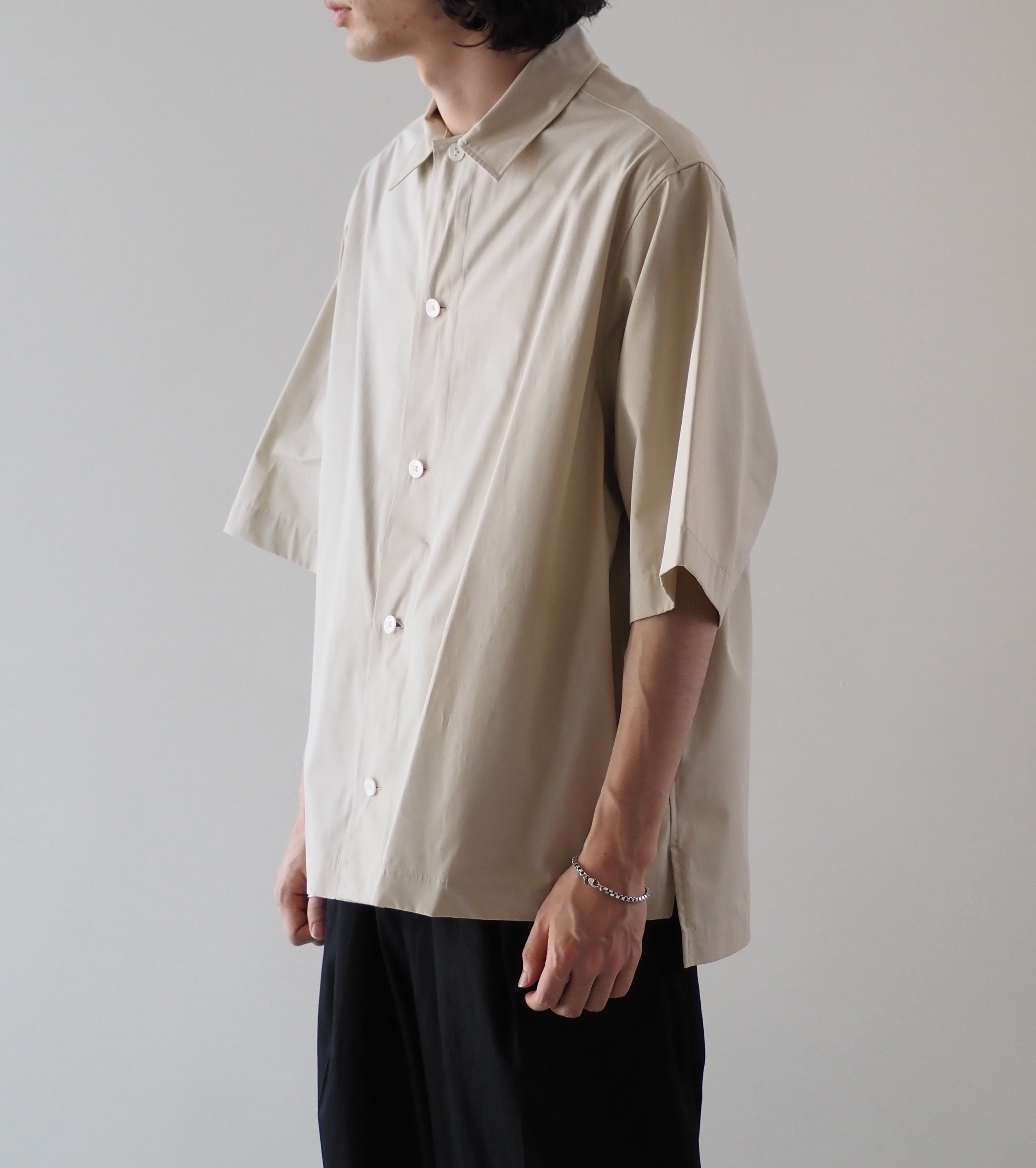 Nonnotte ドレーピング ハーフスリーブシャツ タイプD クリア ヘビー ブロード クロス , Tidal Foam