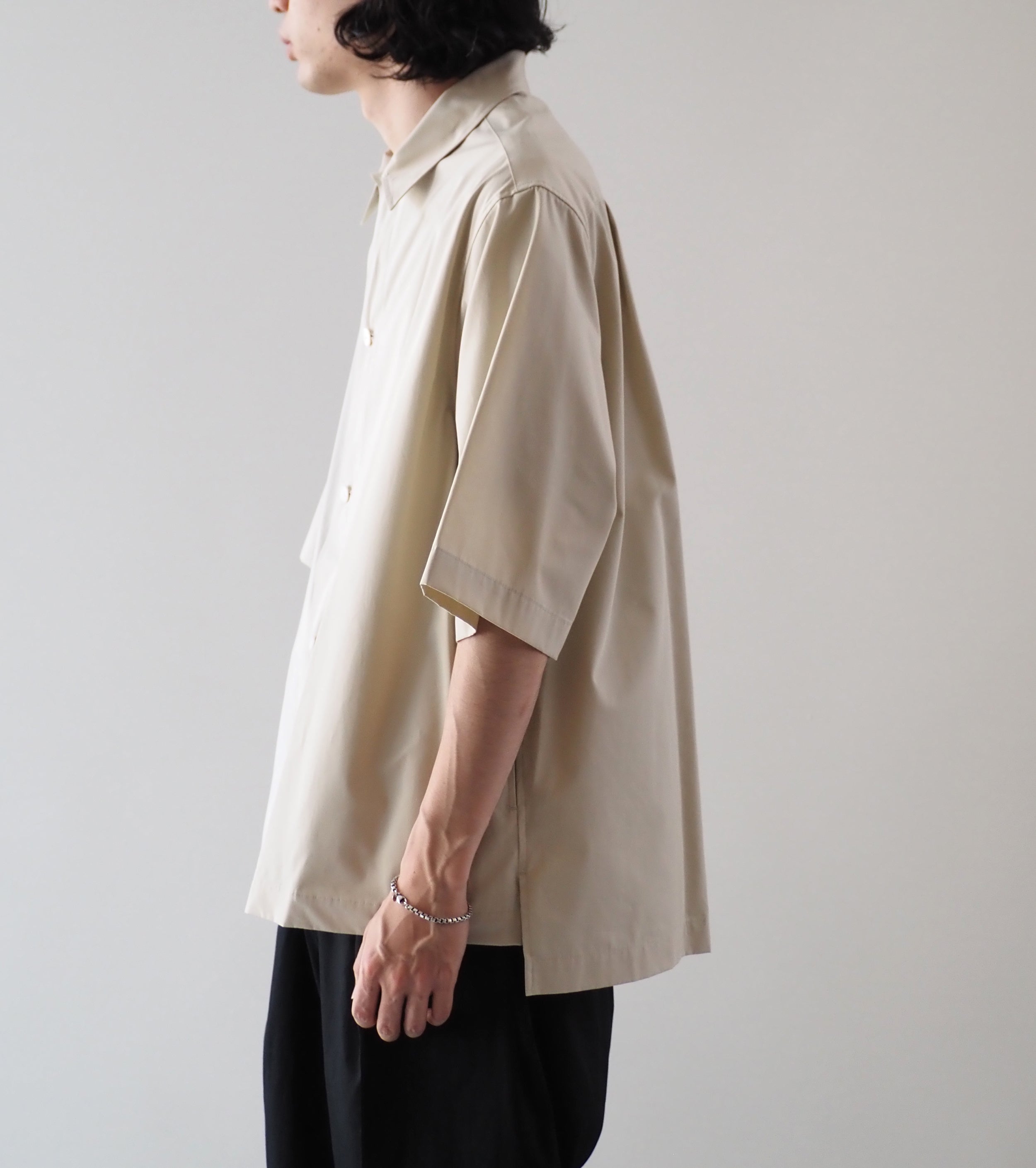 Nonnotte ドレーピング ハーフスリーブシャツ タイプD クリア ヘビー ブロード クロス , Tidal Foam