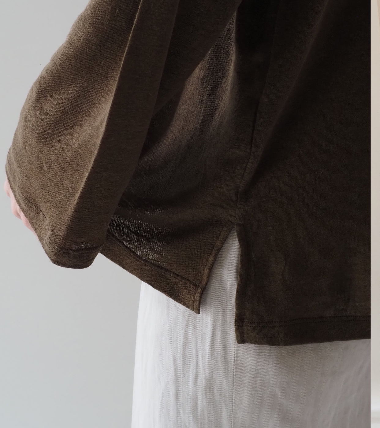 MAATEE＆SONS ロングスリーブ ボート ティー リネン 天竺 , Khaki
