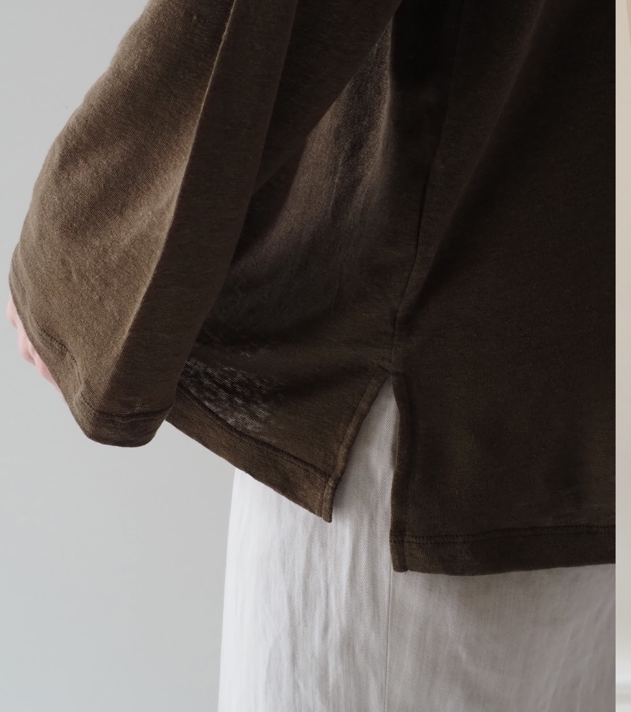MAATEE＆SONS ロングスリーブ ボート ティー リネン 天竺 , Khaki