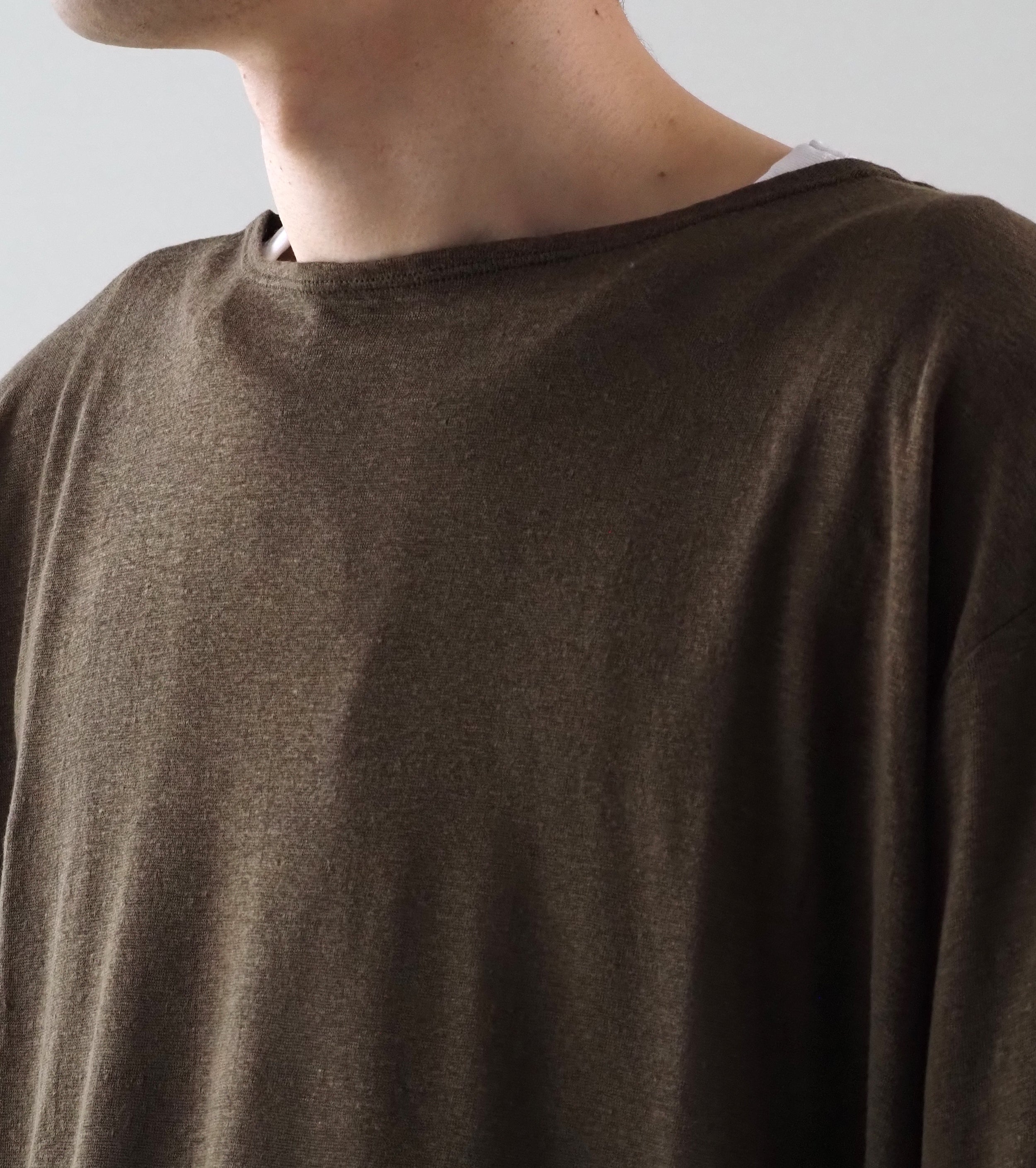 MAATEE＆SONS ロングスリーブ ボート ティー リネン 天竺 , Khaki